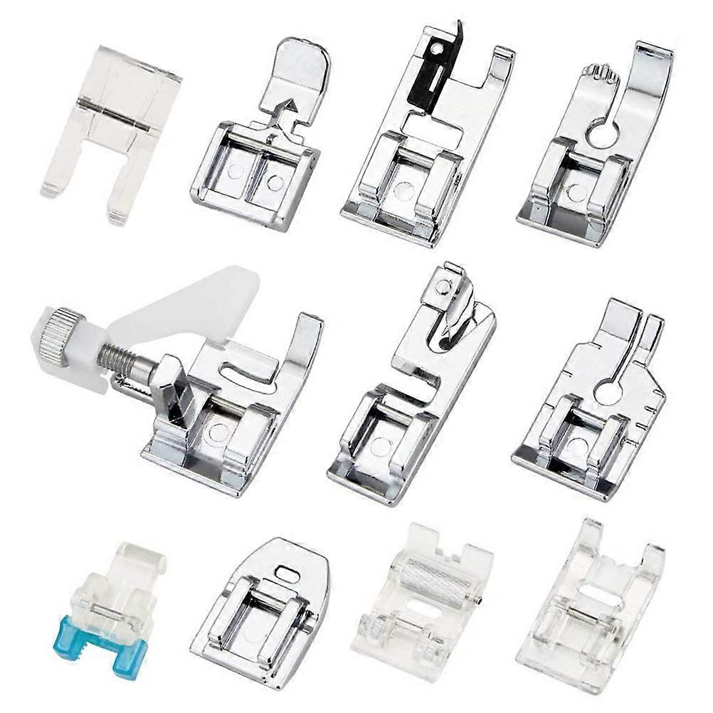 Sewing Machine Presser Feet Set Knitting Function Silver 11Pcs Suitable For Domestic Knitting Work