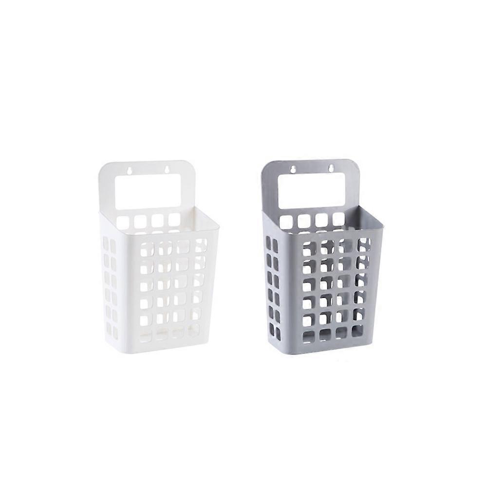 Multi Purpose Clothes Hanging Organizer 1 Set Plastic Adhesive Storage Basket White