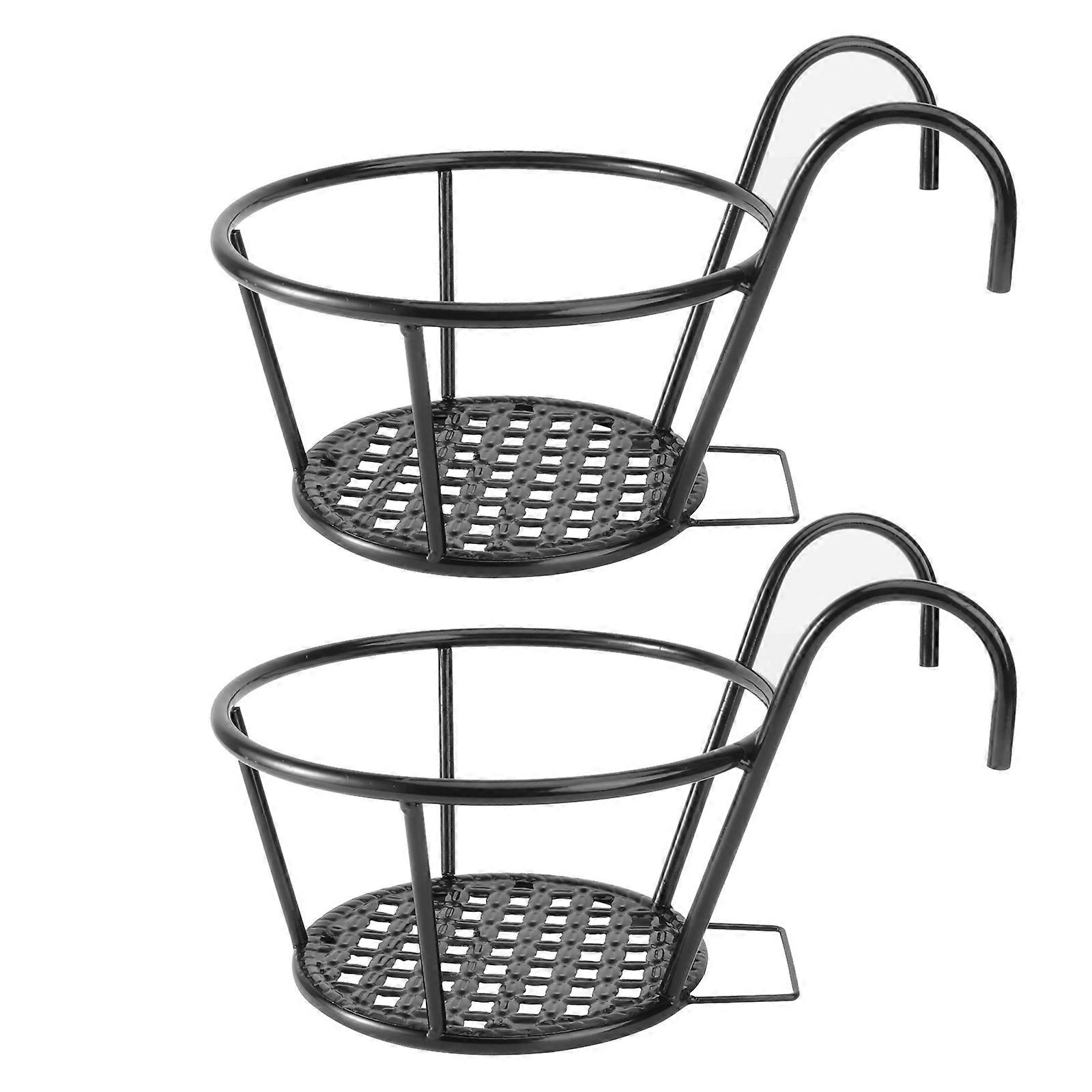 Hanging Flower Pot Rack Iron Art Planter Supporting Shelf European Style Home Use 27x17x12cm Prevent Floor Damage 2Pack