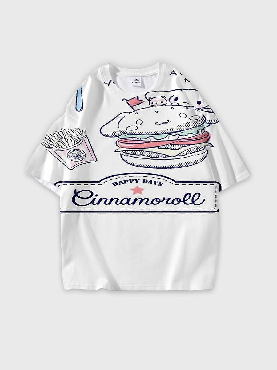 T-shirt round neck Cartoon Pattern loose short sleeve E2454