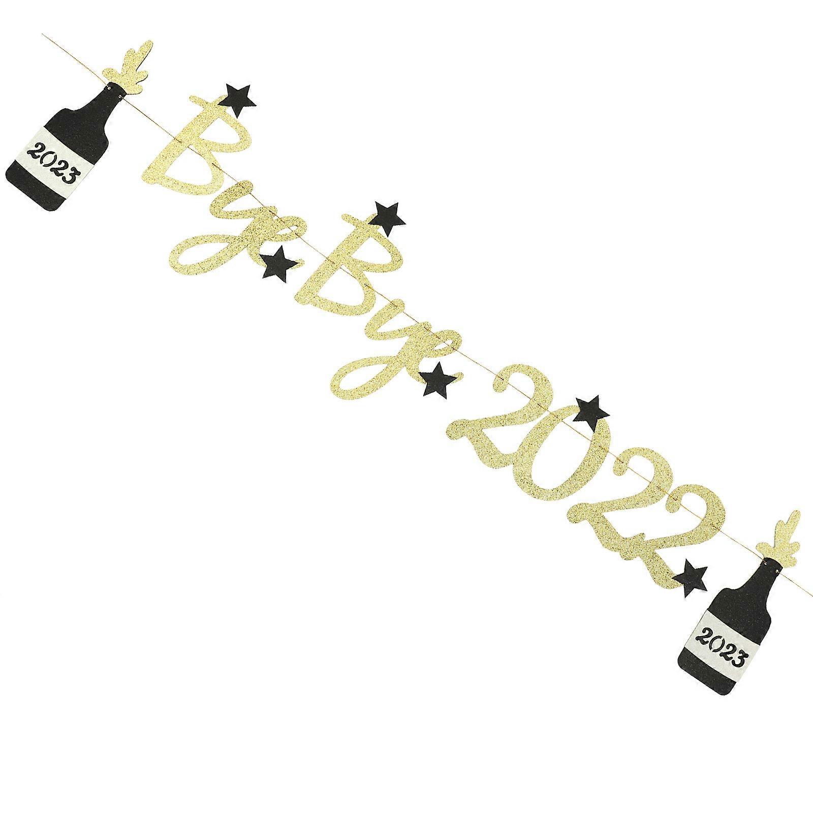 Party Atmosphere New Year Hanging Shining Banner Rectangle Shape Paper Material 1Pack