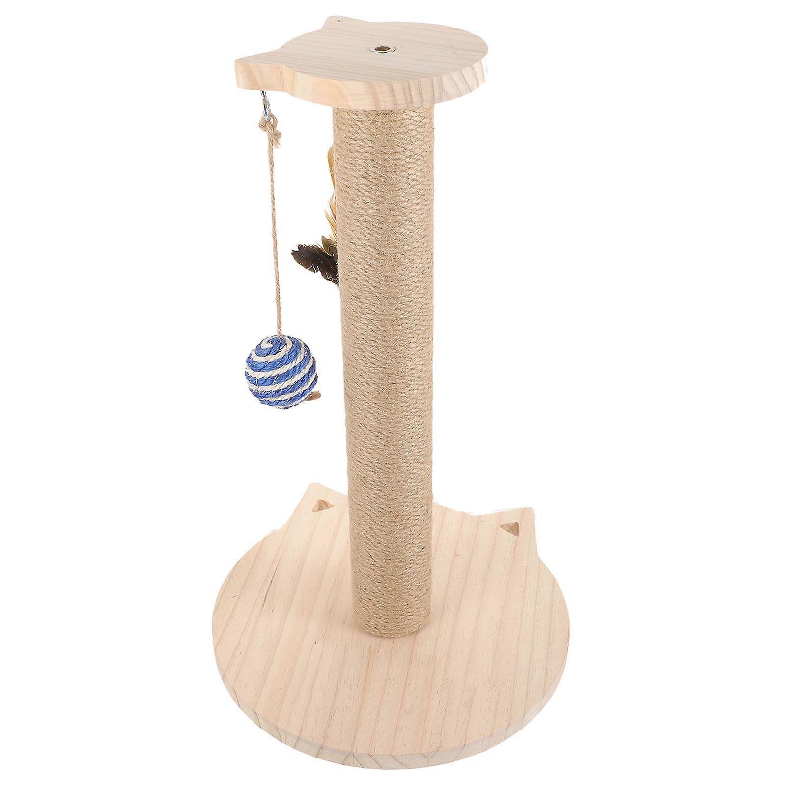 Scratching Post With Toy Cat Scratching Post Indoor Use Beige 43x27.5cm Entertainment 1Pcs
