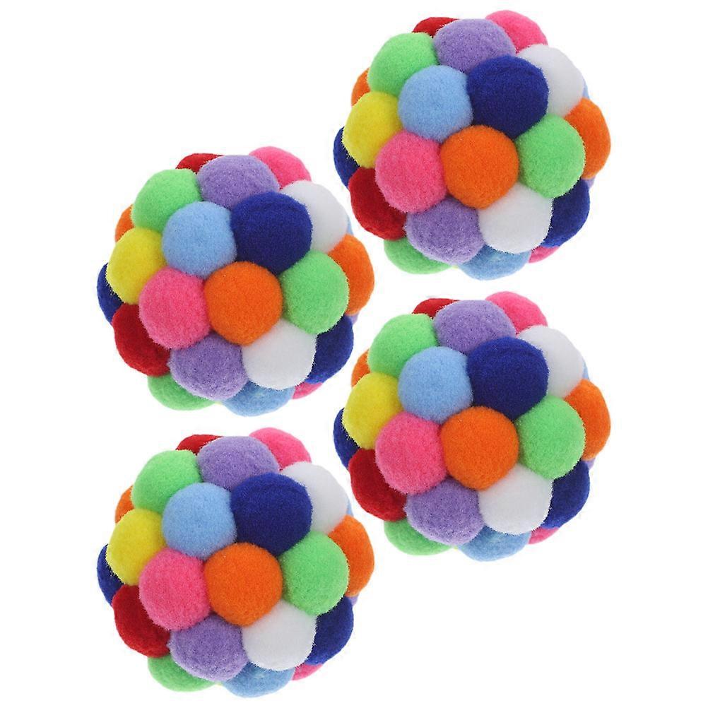 Stimulating Soft Cat Balls With Bells Inside Interactive Play Loneliness Reduction Indoor Cats 4x4cm 4Pcs
