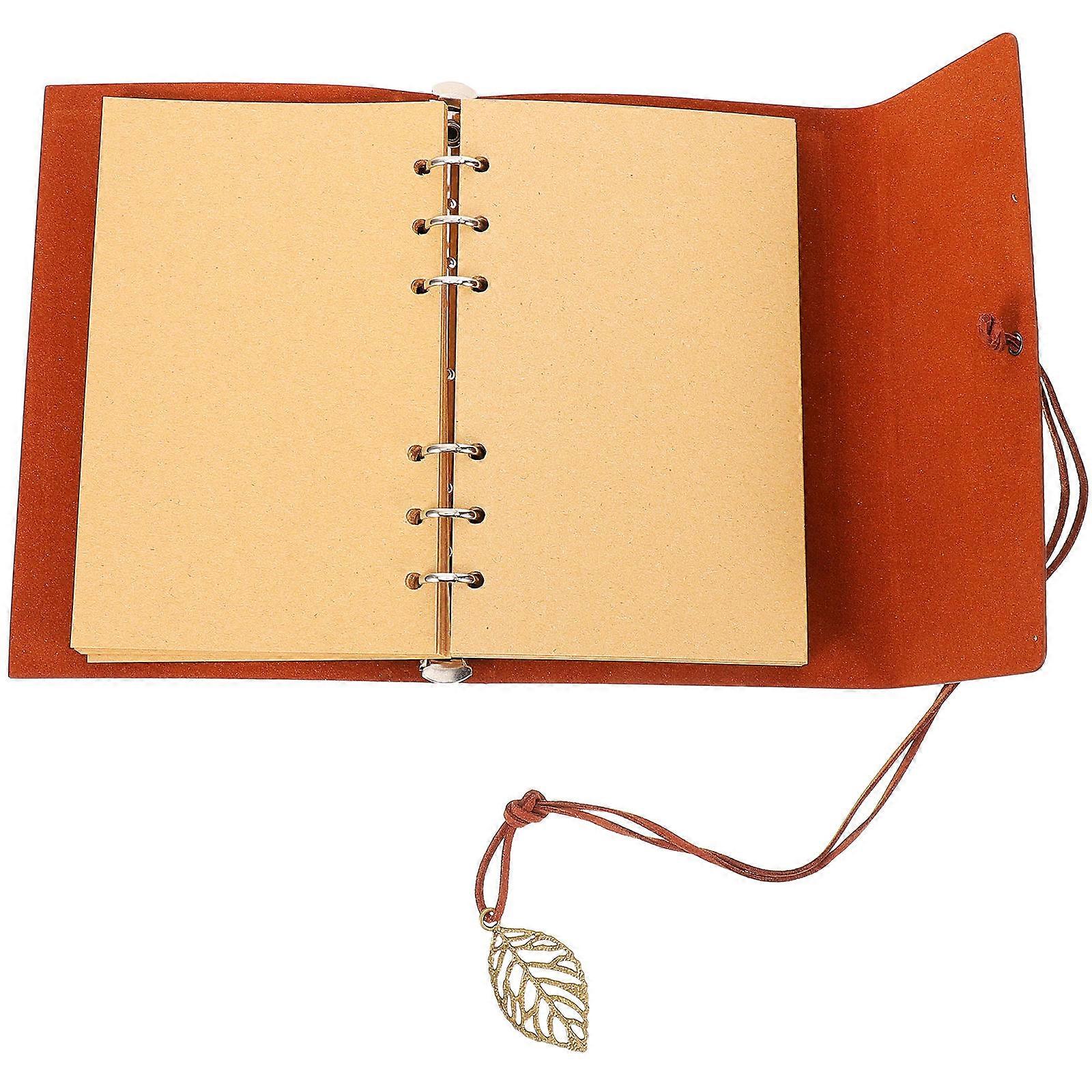 Brown Loose Leaf Blank Notebook for Writing Imitation Ideal for Students and Travelers A6 Size