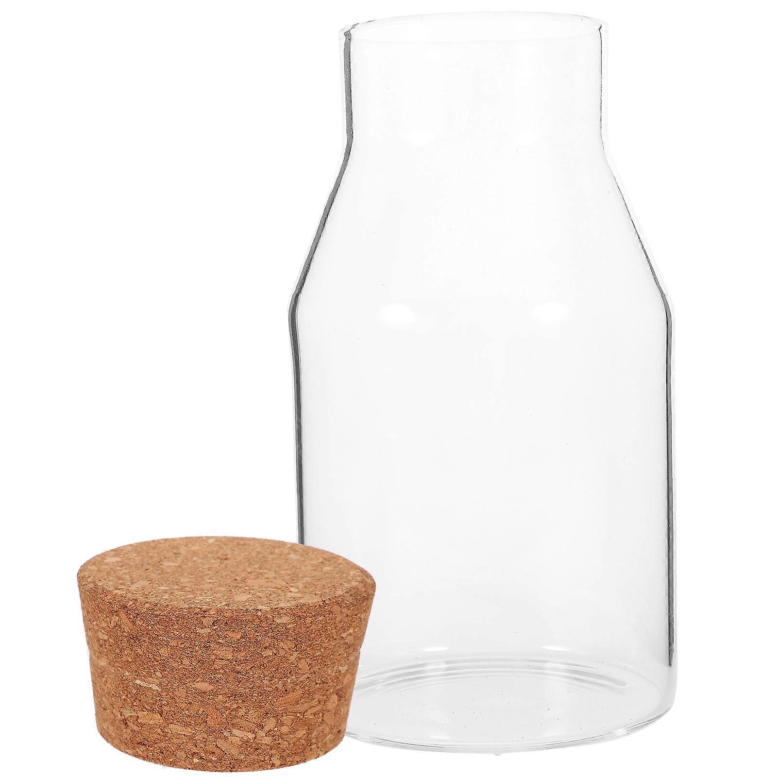 Glass Storage Container With Cork Lid Clear Canisters Moisture-Proof Dust-Proof Water-Proof Food Storage Square Shape 15X9X6CM 1Set