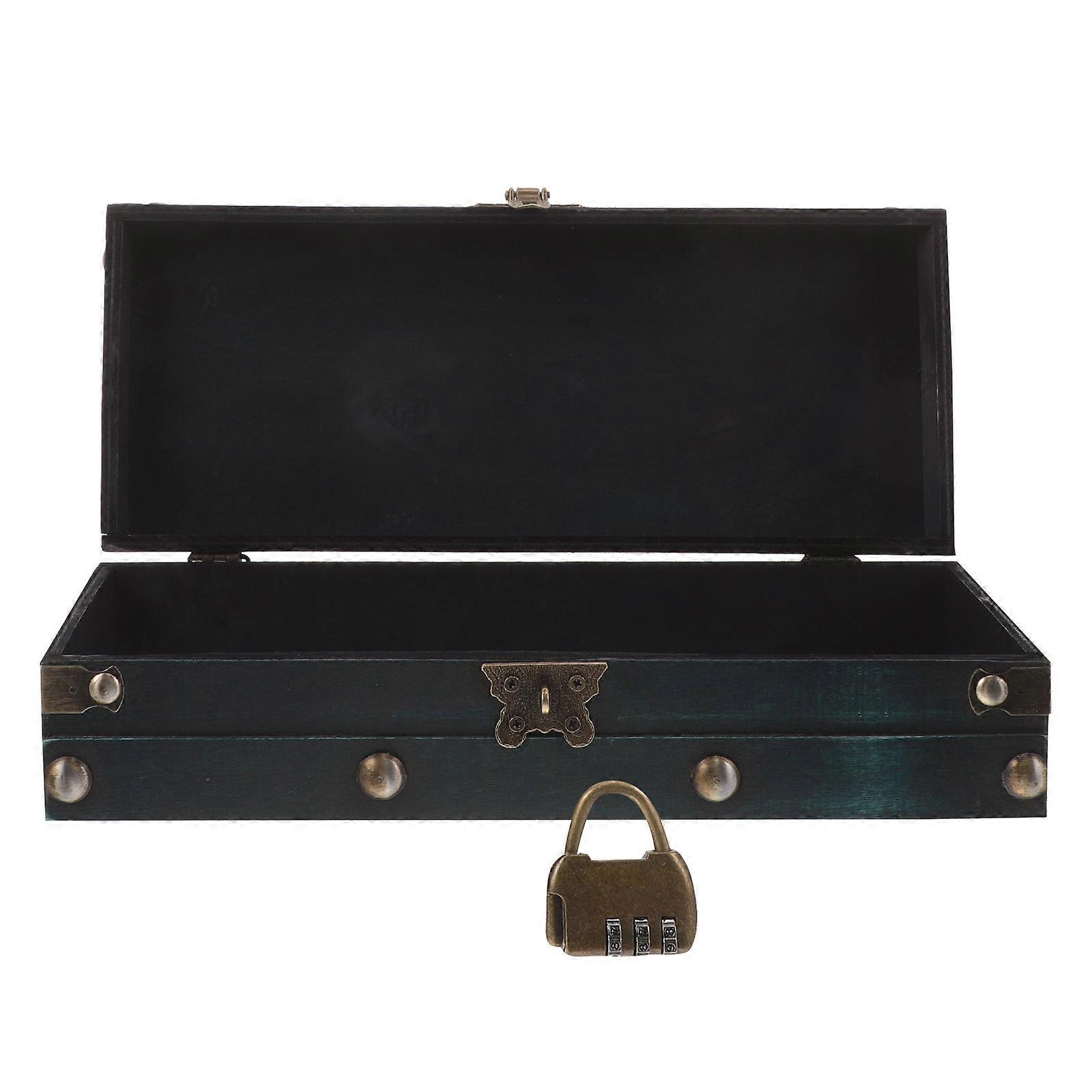 Small Keepsake Box Wooden Storage Box Lockable Rectangular Home Decor 28.50X11.50X8.00CM 1Set