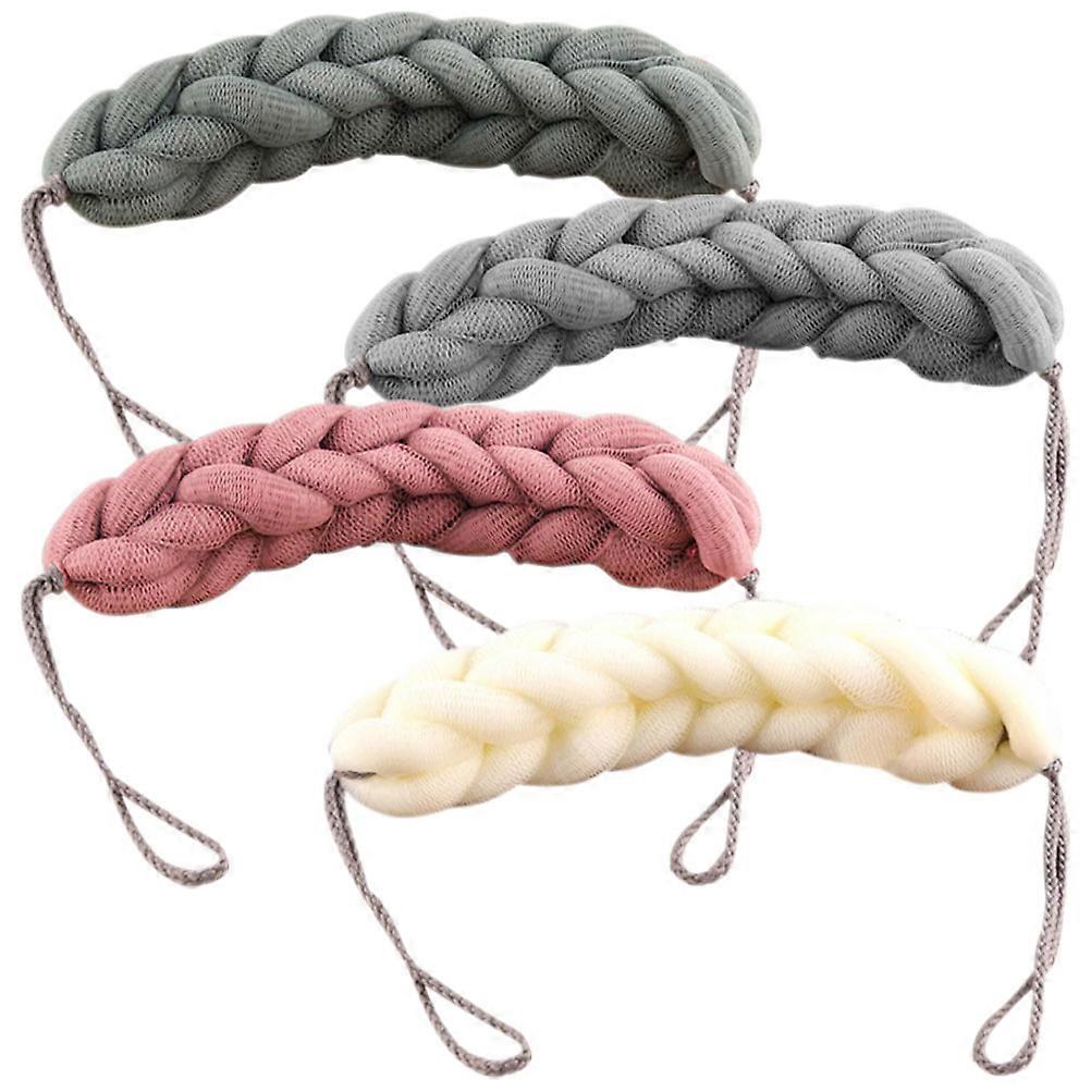 Comfortable Shower Loofah for Bathing with PE Mesh Assorted Color 4pcs Portable Body Scrubbers for Home Use
