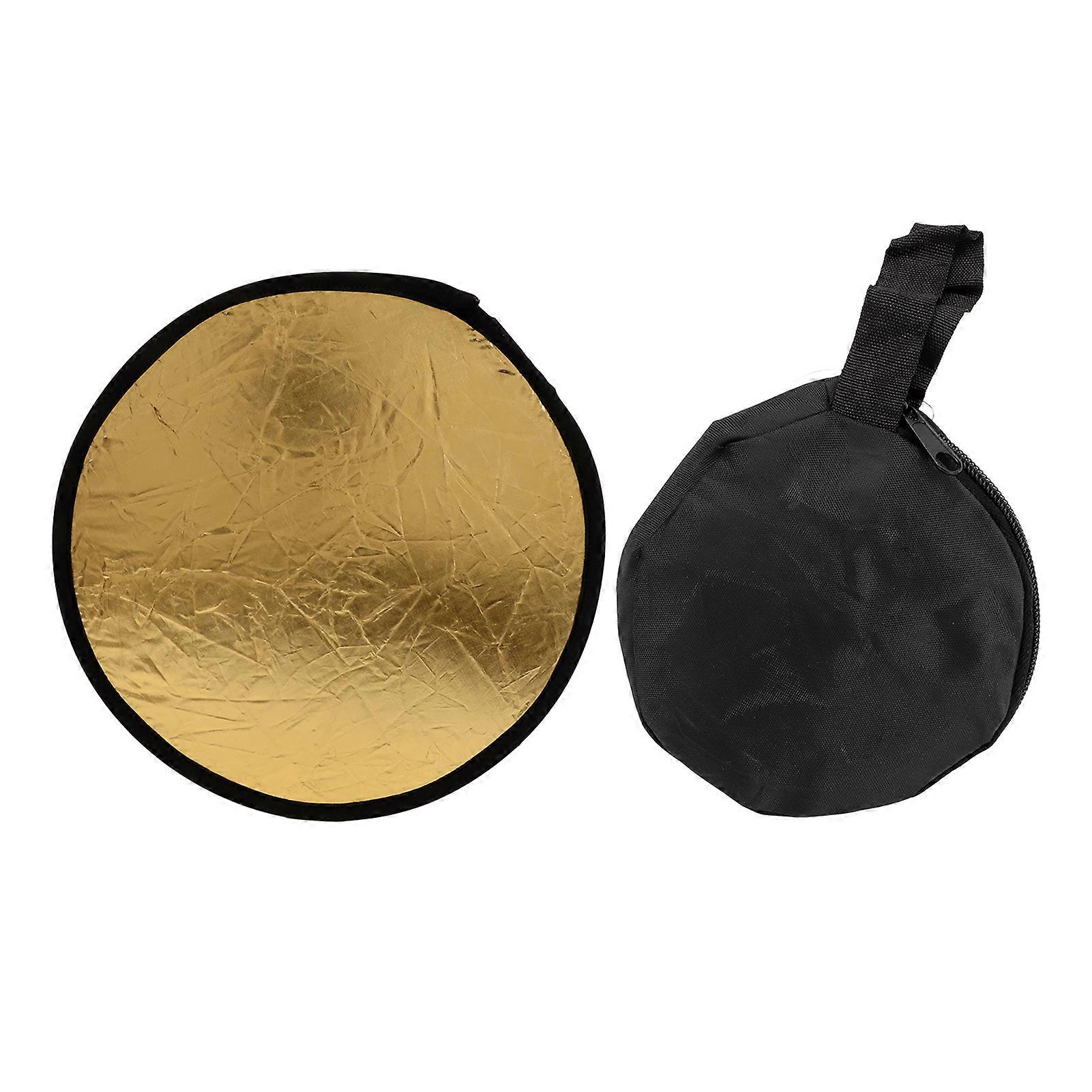 Disc Light Reflector 11.8in Round Gold Silver 2 in 1 Collapsible Portable Photography Reflector for Portraits Headshots