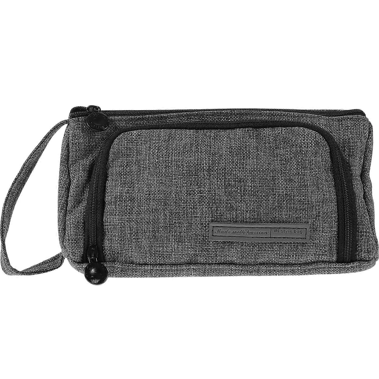 Office Use Pencil Case Multifunctional Design Big Capacity Blue Canvas 21X11.5cm Zipper Pull 1Pcs
