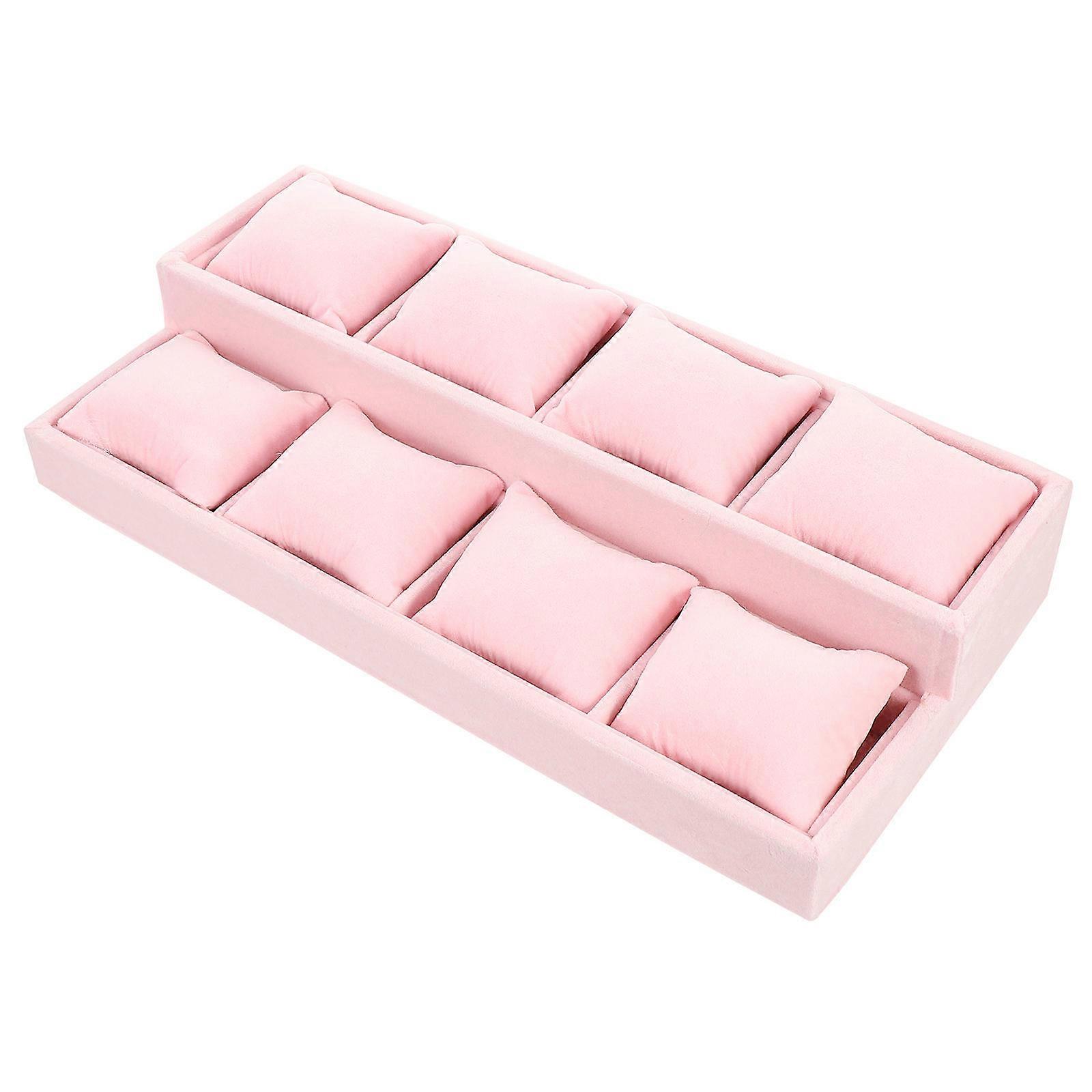 Watch Display Tray with Multi Compartments for Jewelry Storage – Soft Wrinkle Surface Organizer for Home and Shop Use