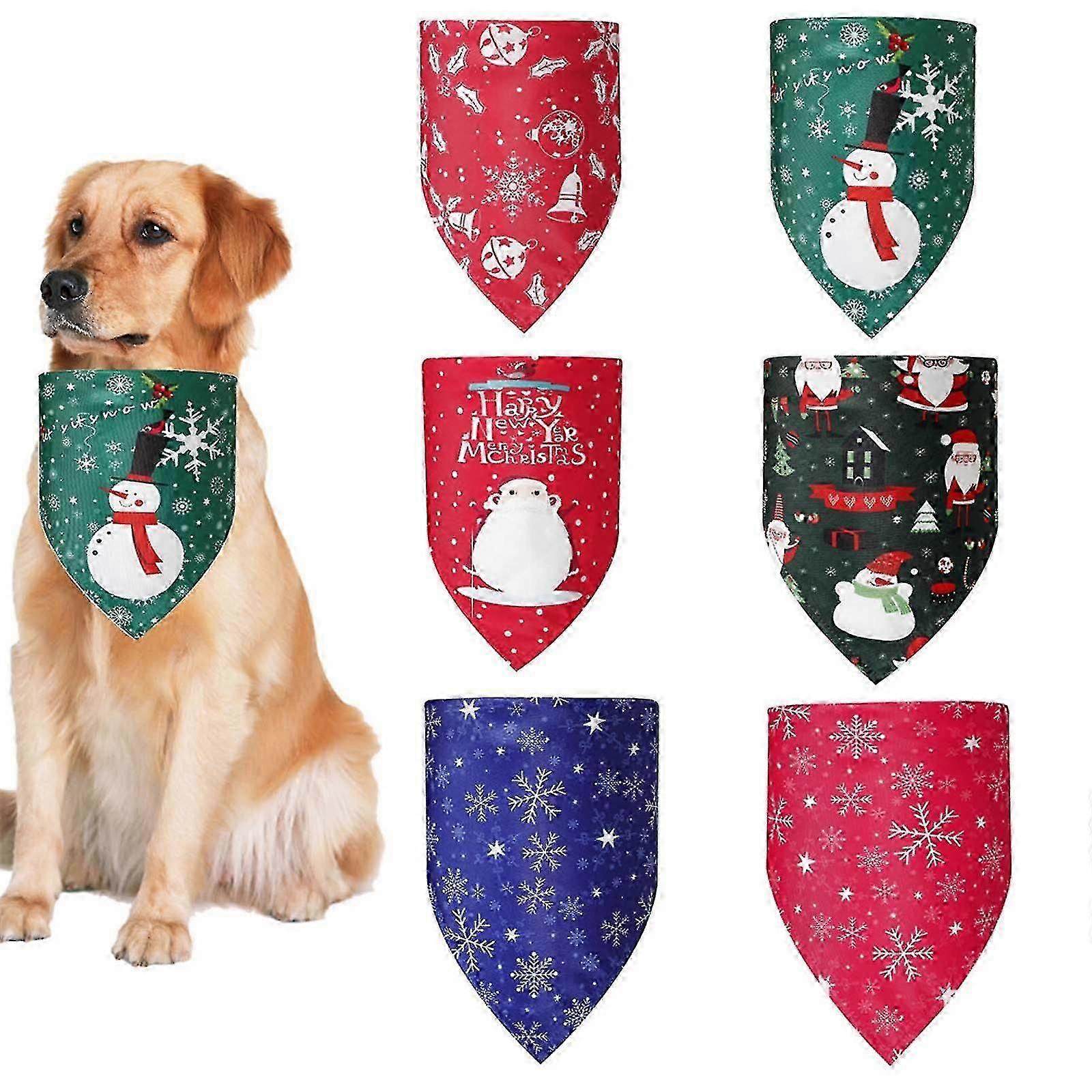 6 Pcs Elemento de Natal Imprimir Cão Lavável para Bibs Triângulo Lenço de Estimação