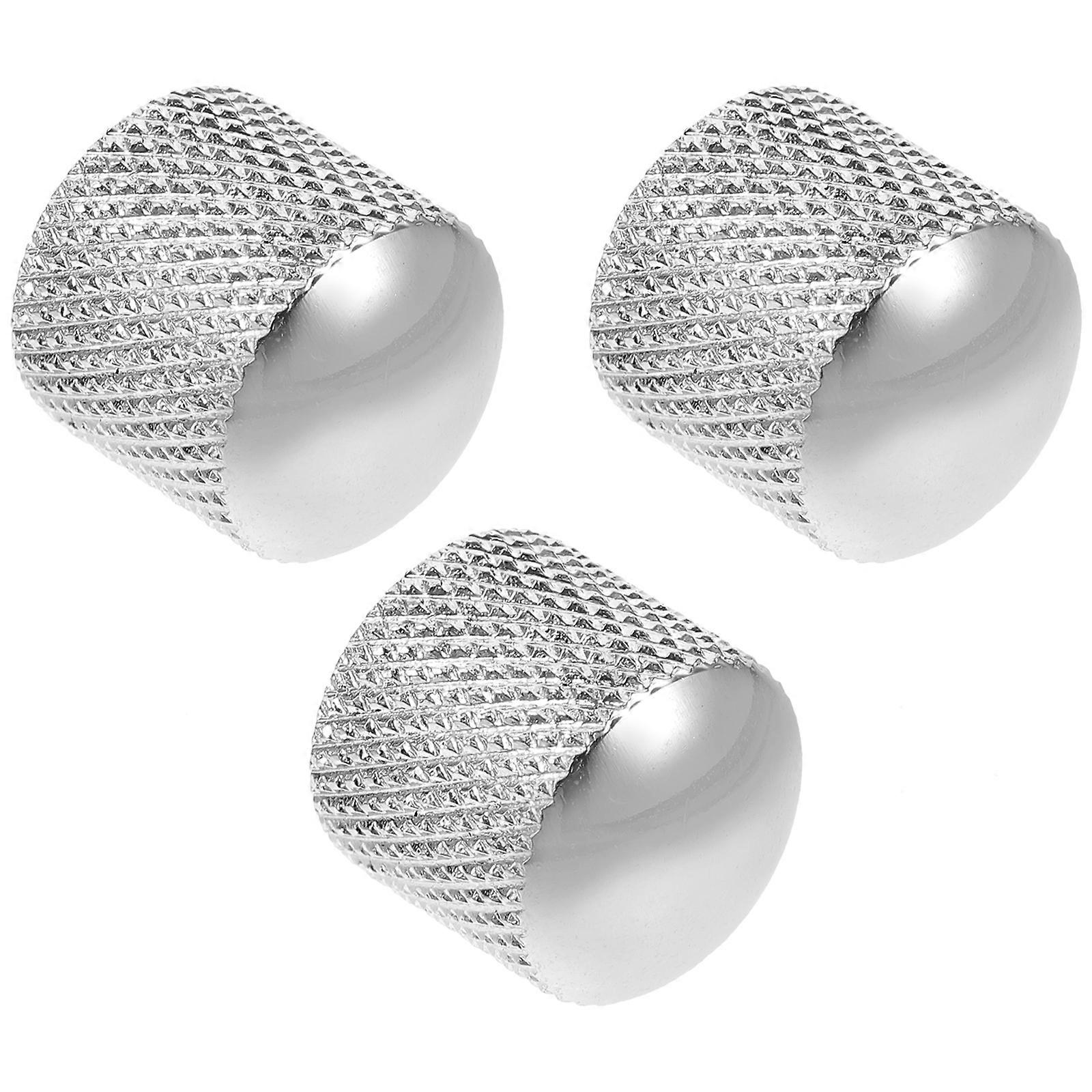 Electric Guitar Bass Accessories 3Pcs Volume Knobs Silver Color Flat And Convex Random Design For Musicians Performance