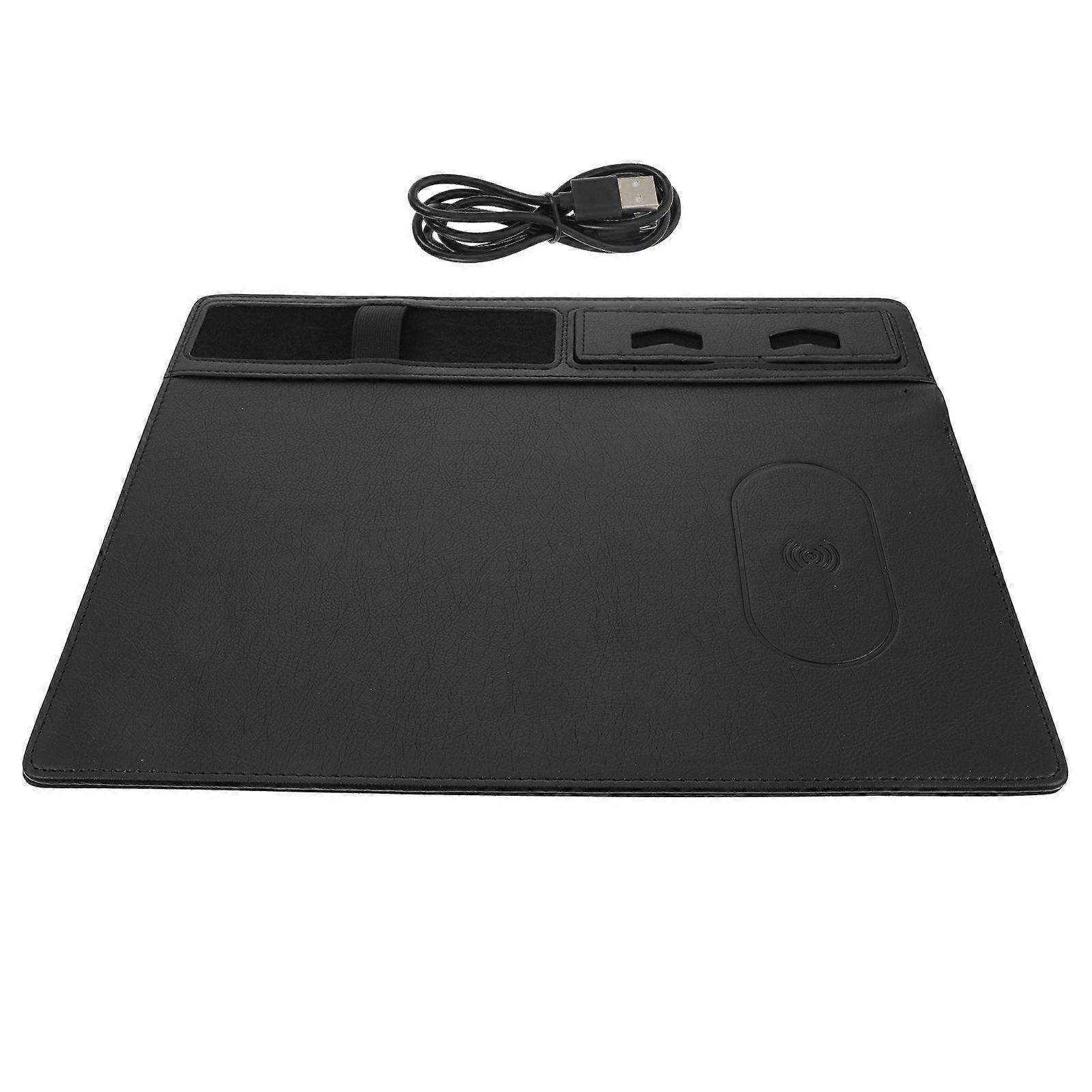 Cool Mouse Pad Charging Mat For Desk Black 32X26cm Business and Refreshing Style Keeps Desktop Neat 1Pcs