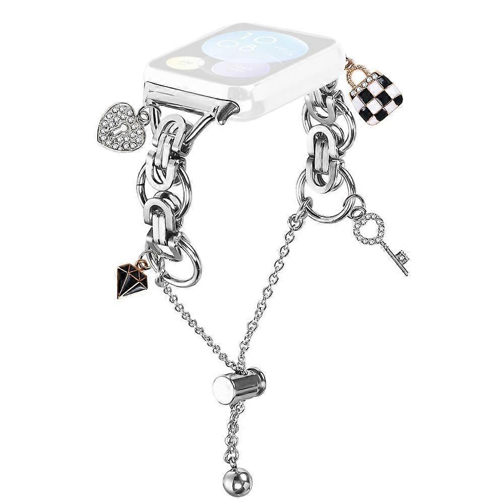 Compatible For Xiaomi Redmi Watch 4 Silver Watch Band Adjustable Single Chain Style Metal Alloy Strap