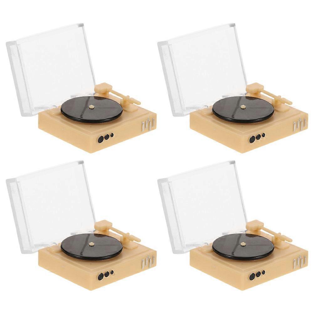 4pcs Miniature Dollhouse CD Player Model DIY Retro Record Player for Dollhouse Living Room Bedroom Decor Authentic Miniature Furniture Settings