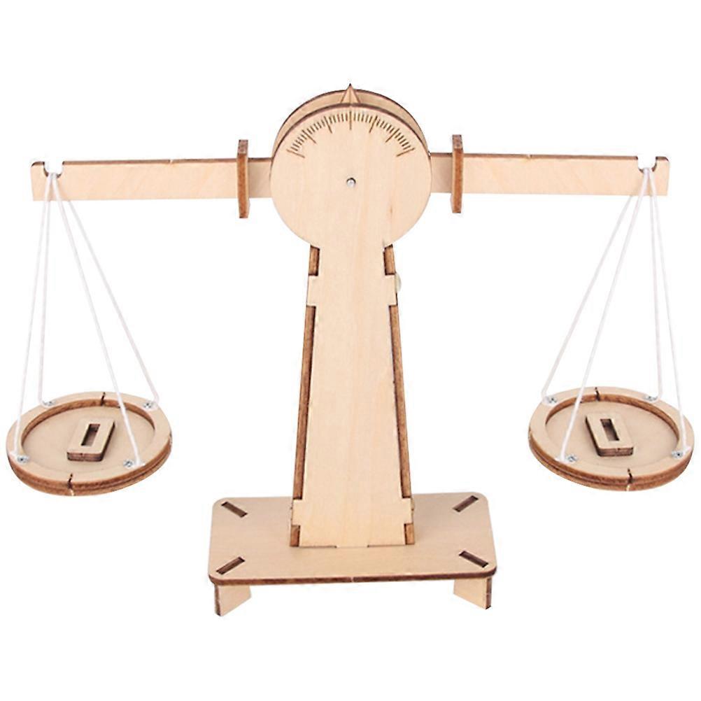 Educational Wooden Balance Scale Toy for Kids DIY Assembly Science Experiment Khaki Color