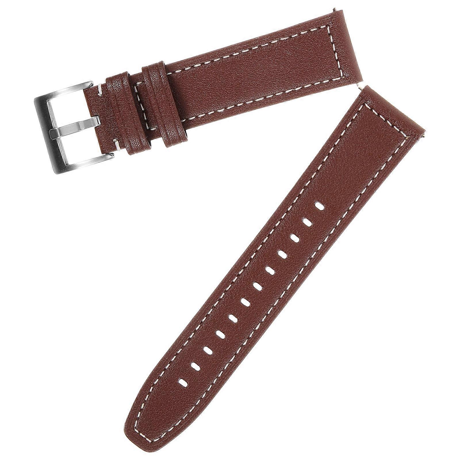 Watch Band Replacement Strap Deep Brown with White Stitching Comfortable Easy to Replace Business Style Versatile Design for Daily Wear Unisex