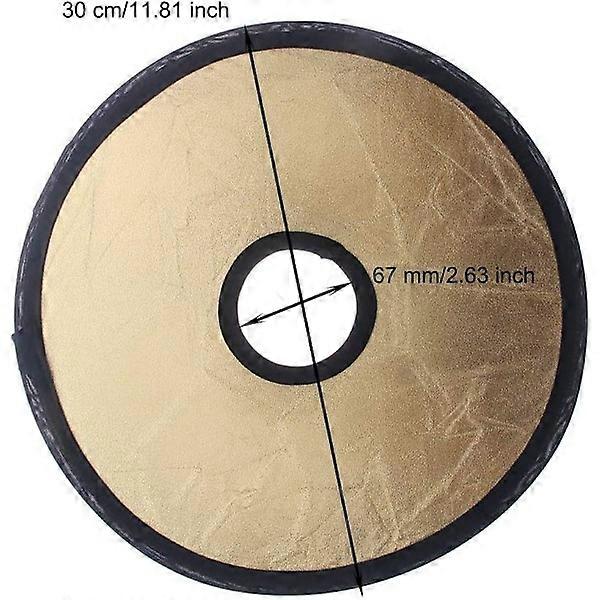 2 in 1 Photography Photo Reflector Foldable Disc Light Reflector Portable Hollow Light Diffuser DSLR Light Lens Mount, 30 CM, Gold/Silver