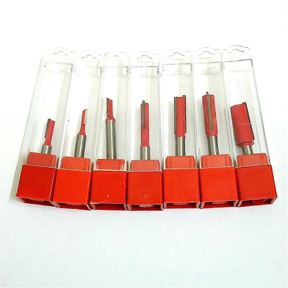 7Pcs/Set 1/4" Wood Shank Shank End Mill Double Flute Straight Cutter Woodworking Milling Tool