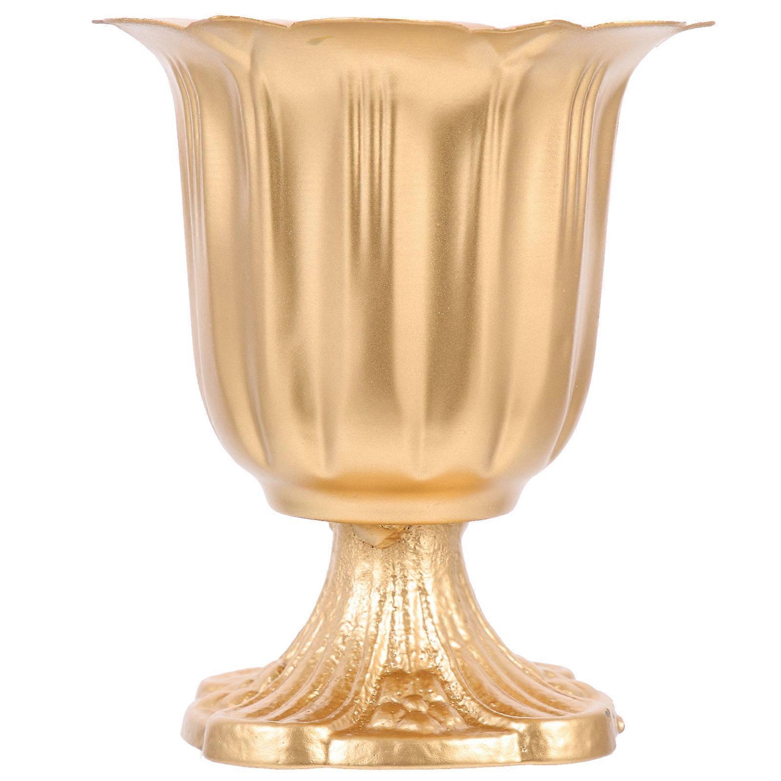 Golden Iron Roman Column Planter for Storage Use Lightweight and Elegant Decorations