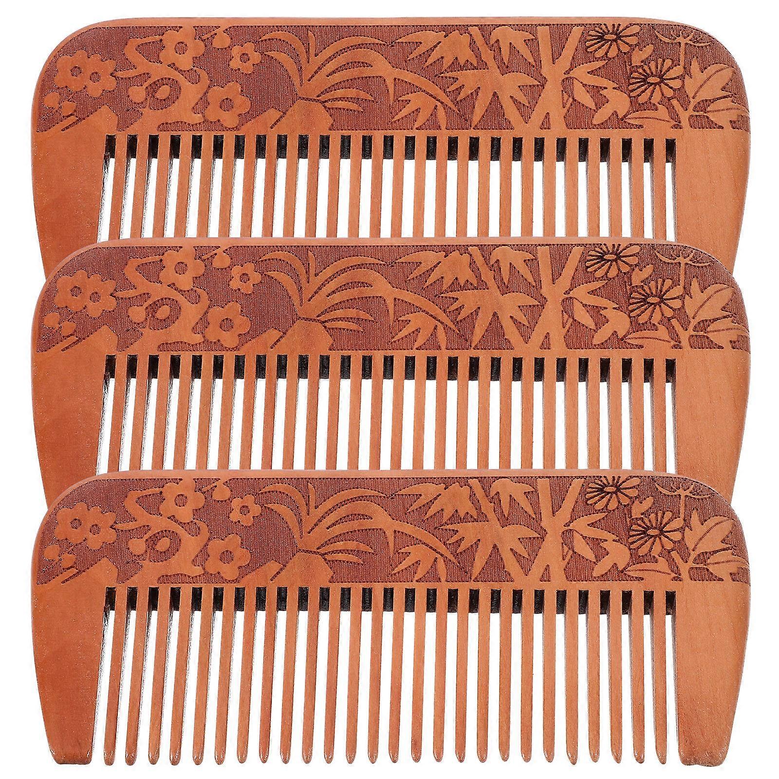 Detangler Anti Static Wood Hair Comb For Daily Use And Hair Styling 3Pcs