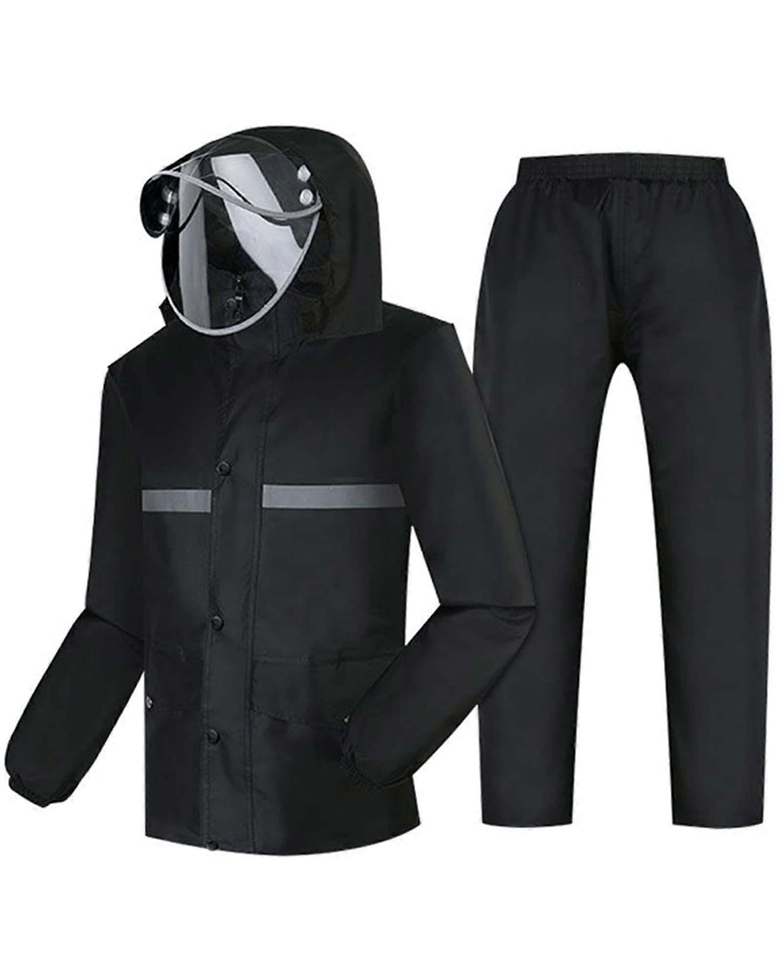 Waterproof Motorcycle Rain Suit for Men and Women - Breathable Jacket and Trousers Combination with Reflective Stripes, 3XL Size