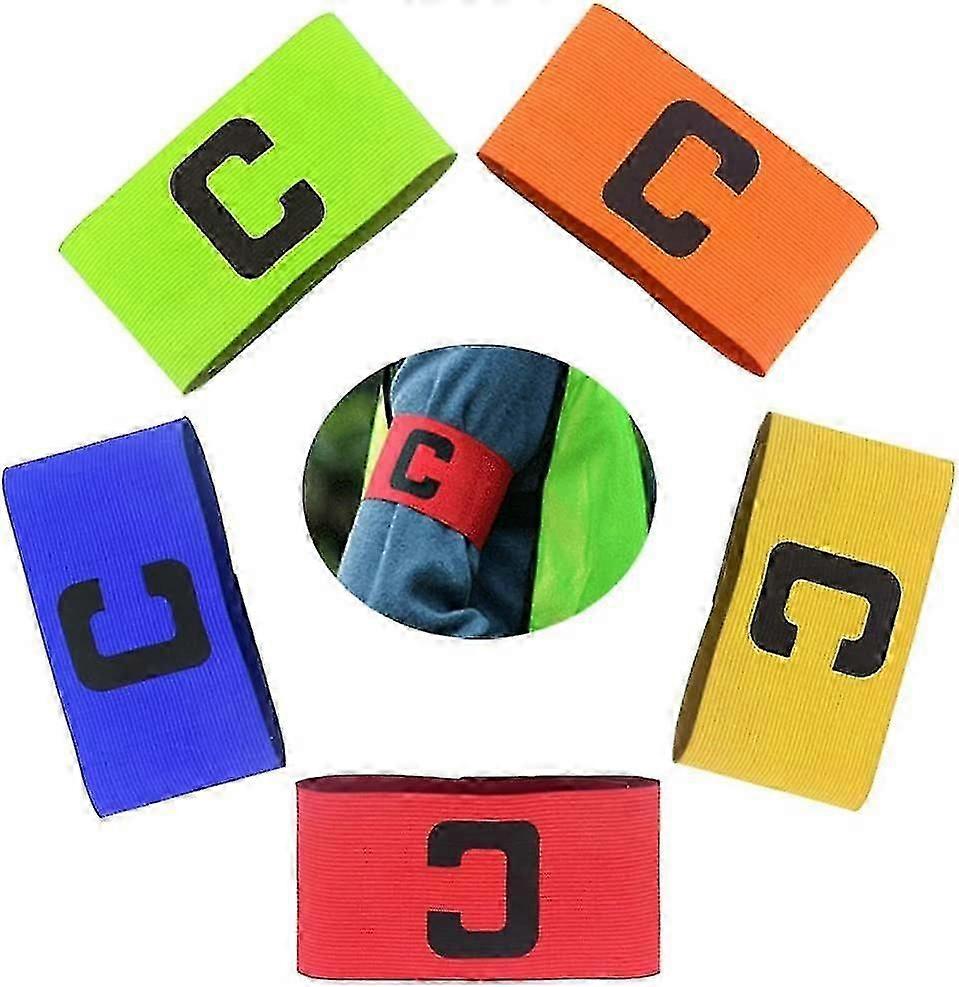 Set Of 5 Unisex Captain Armbands C Captain Armbands Multicolor Adjustable Sports Captain Armbands