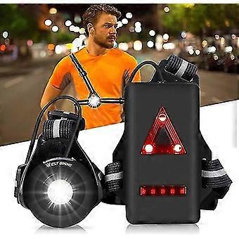 Running Light, brystet kjøre lys med justerbar stråle 500 lumen, USB oppladbar vanntett frontlampe og tilbake advarsel blinkende lysdioder