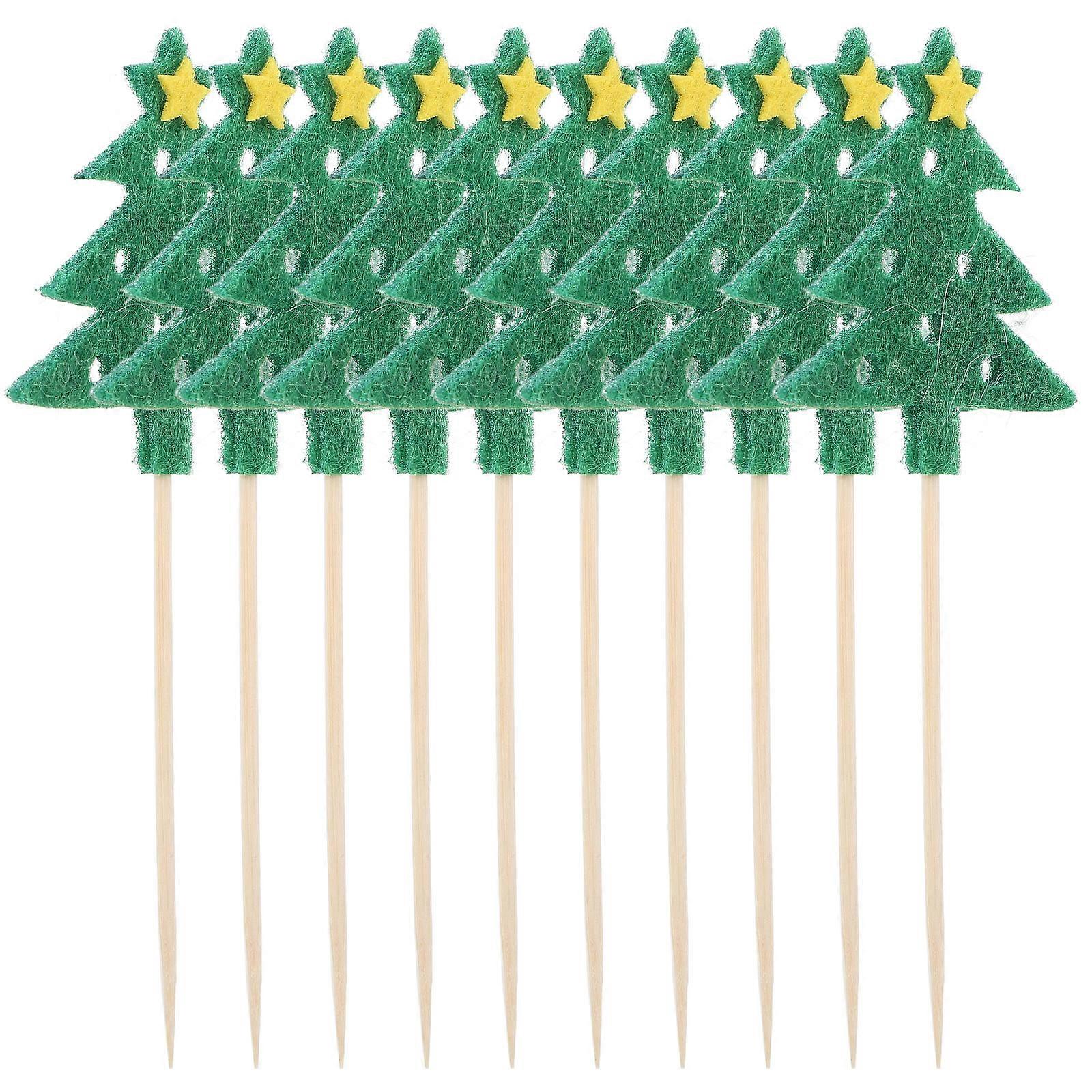 Christmas Tree Cocktail Picks for Drinks and Desserts Assorted Color Cloth and Wood Safe Material Practical Convenient Picks
