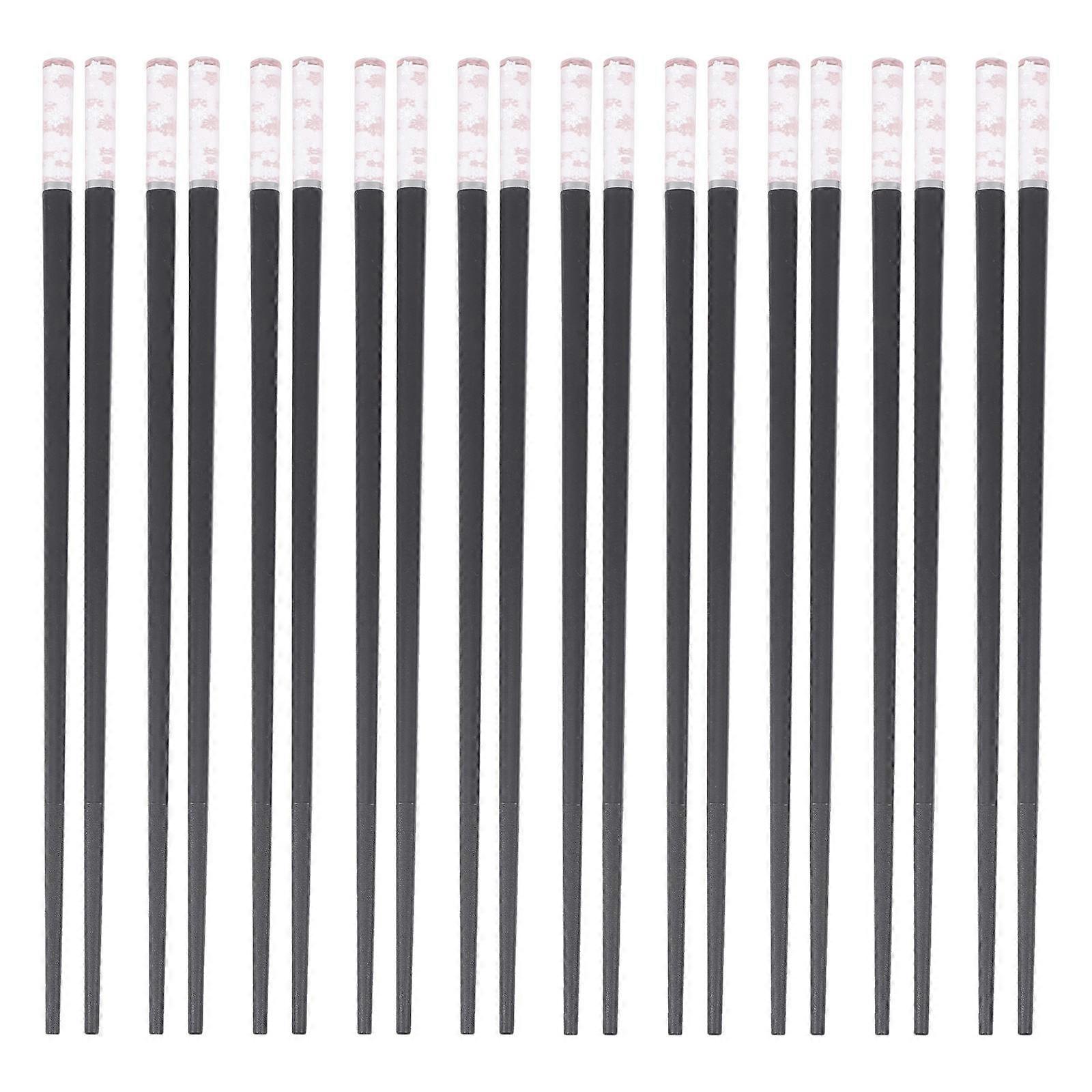 Japanese Style Reusable Alloy Chopsticks Black Nonslip Design for Home Use 10 Pairs