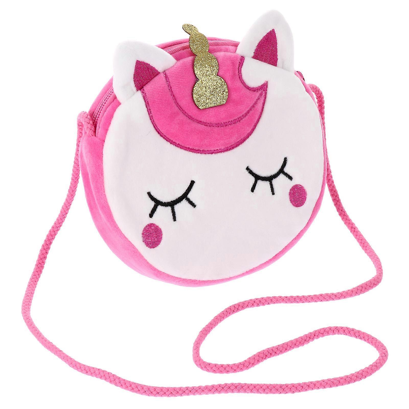 Fashionable Unicorn Zipper Crossbody Bag For Children And Women In Rosy Color With Trendy Design And Zipper Function 1Set