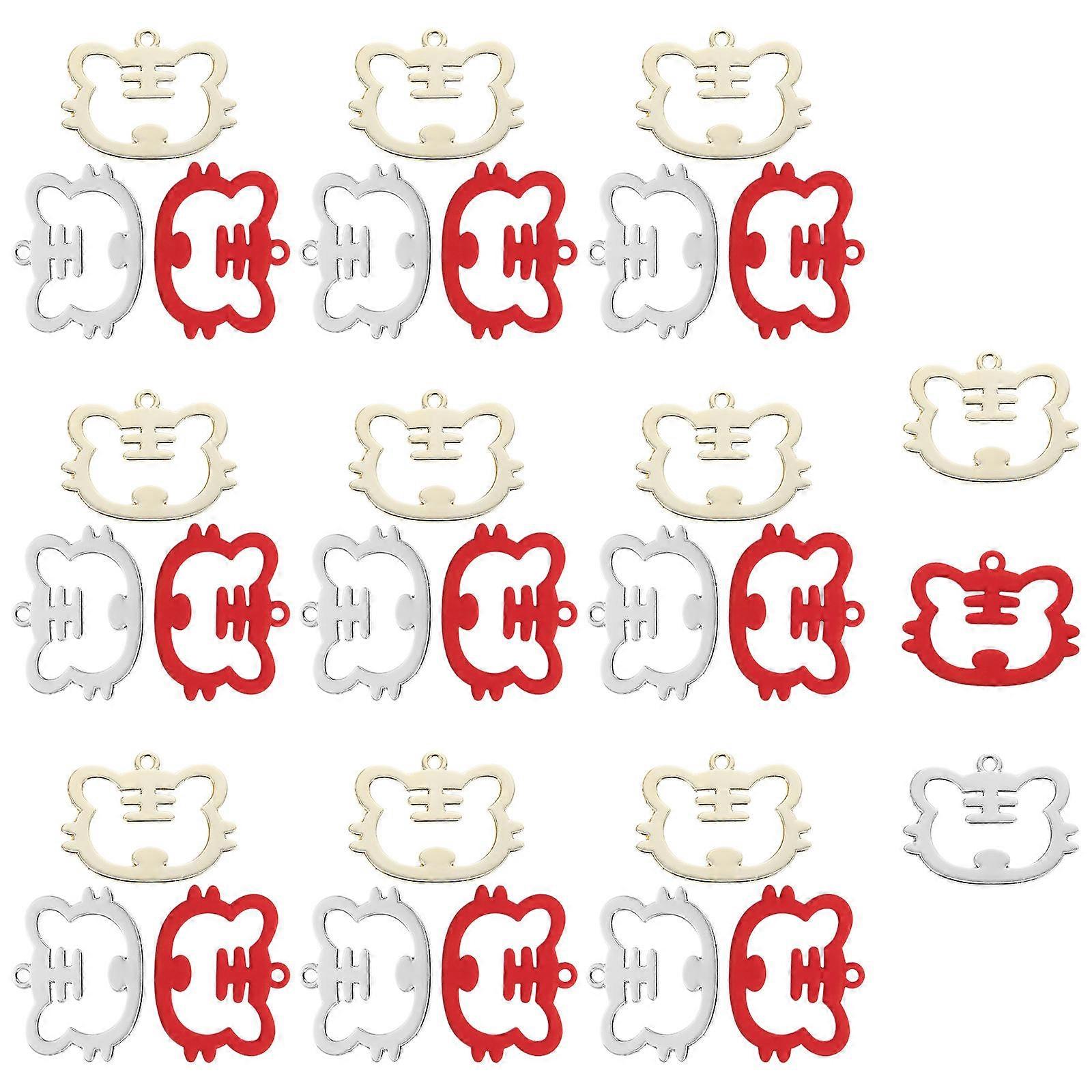 Tiger Keychain Charms Set Colorful Metal Animal Pendants for Key Rings, 30pcs Alloy Keychain Decorations