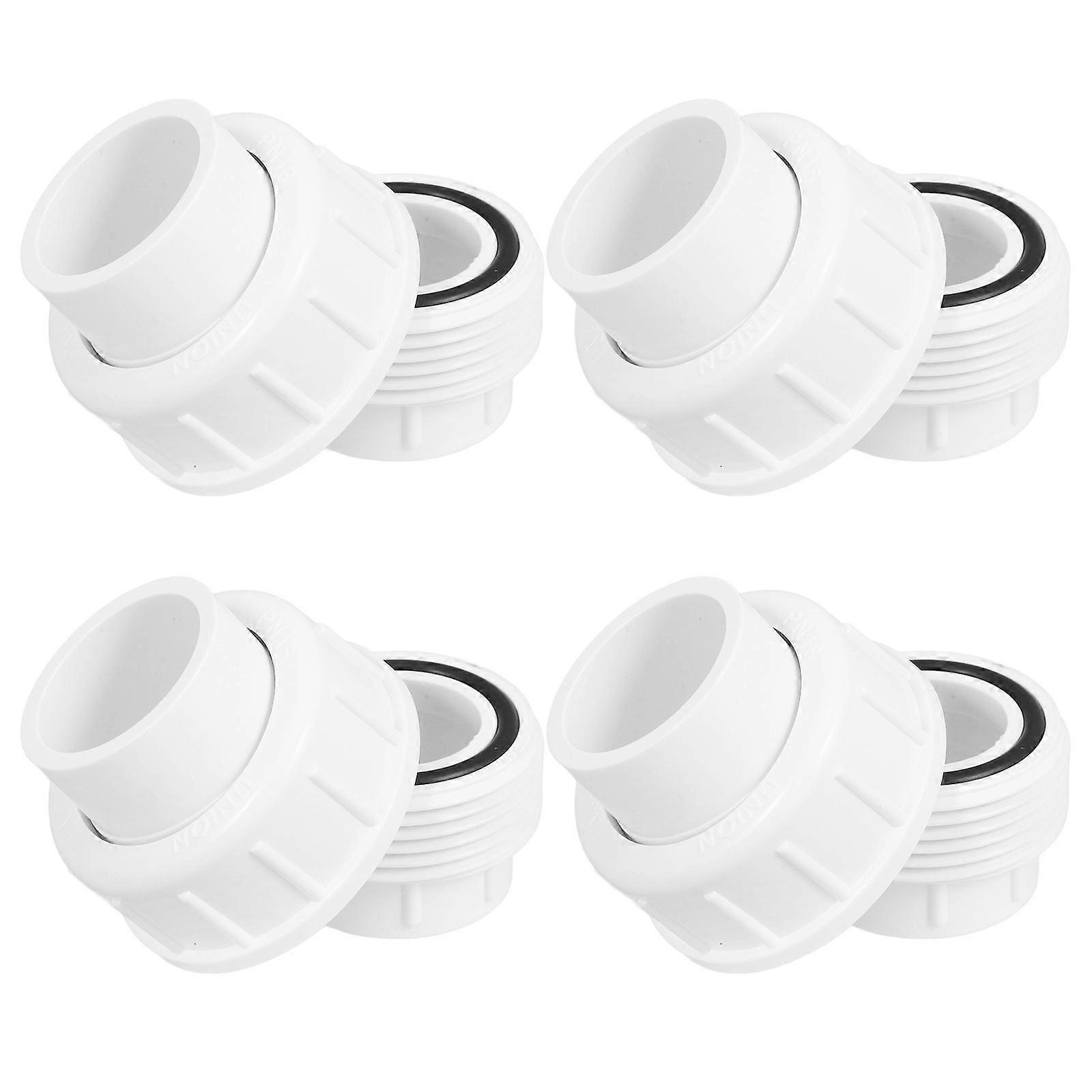 White PVC Union Fitting for Tubing Use with Easy Connection High Impact Resistance and Versatile Applications 4 pcs