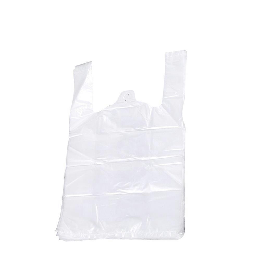 Transparent Food Storage Bags in White with Large Handles for Easy Carrying Made of Durable Plastic 24x37x0.03cm