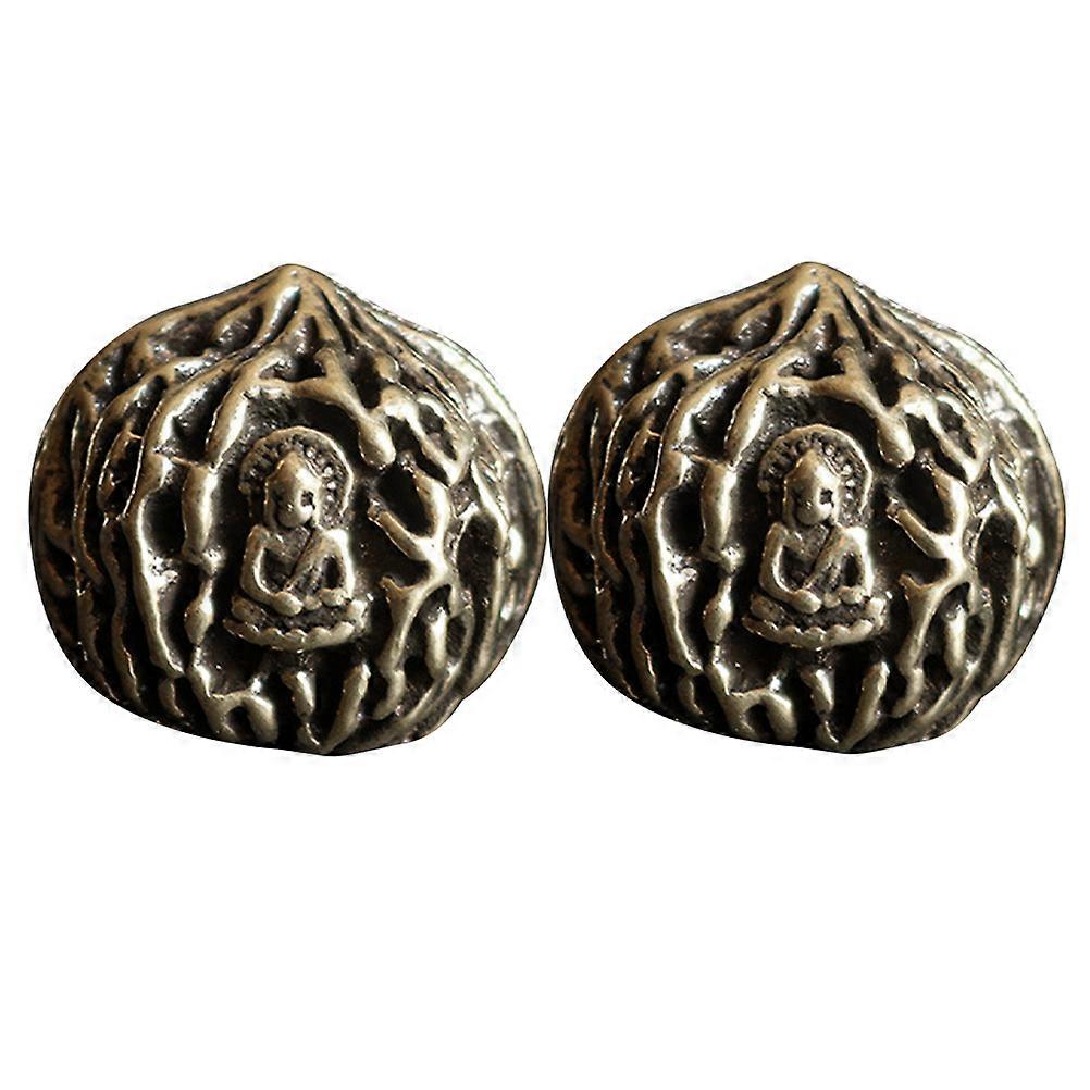 Brass Walnut Decor Figurine for Home Desktop Adornment with Multi Color and Elegant Design 2Pcs