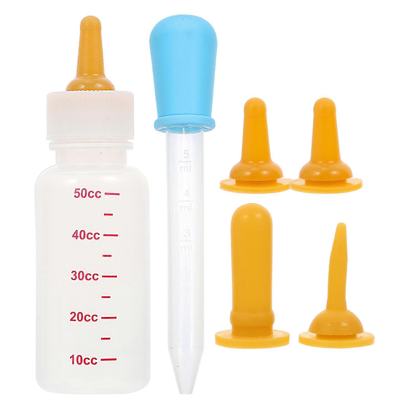 Durable Plastic And Silicone Pet Feeding Solution Perfect For Hand-Feeding Newborn Small Animals 1 Set With Bottle Design