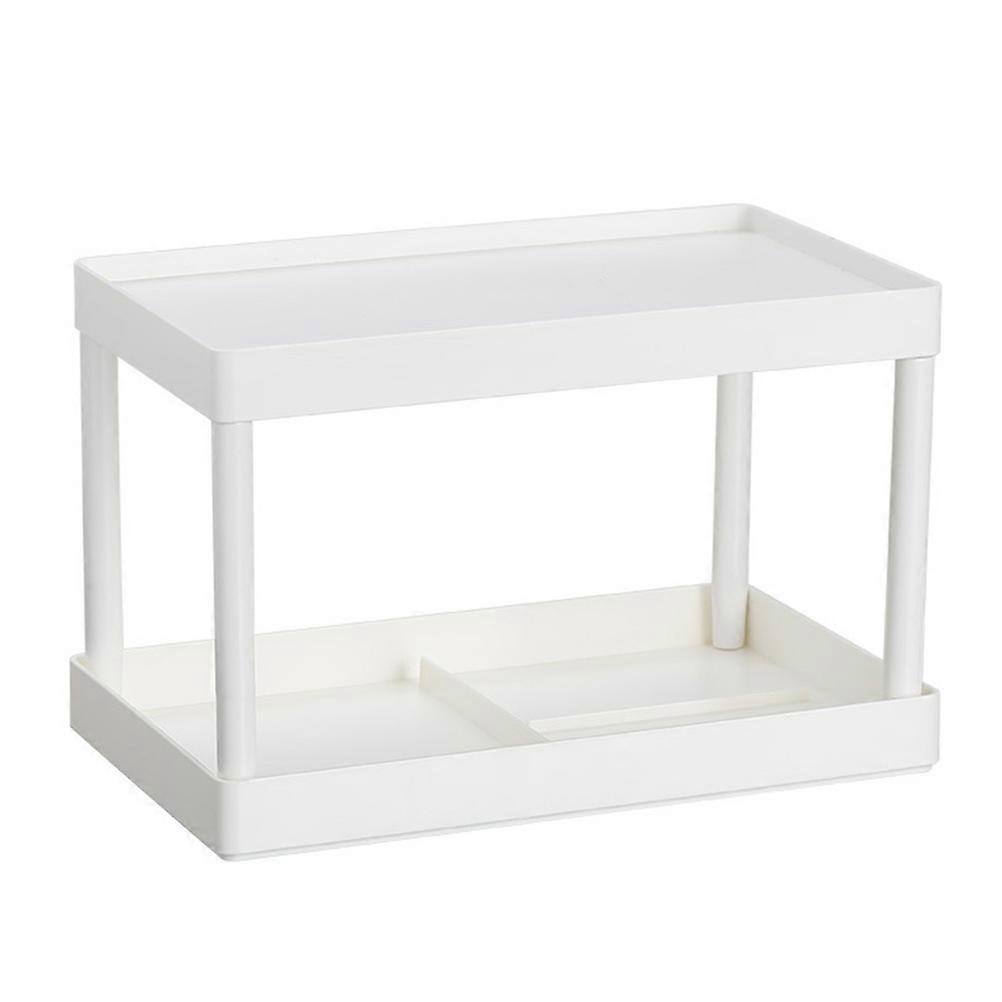 White Doublelayer PP Material Cosmetics Organizer for Home Use with Creative Design 13.8x7.9x8.7 Inches