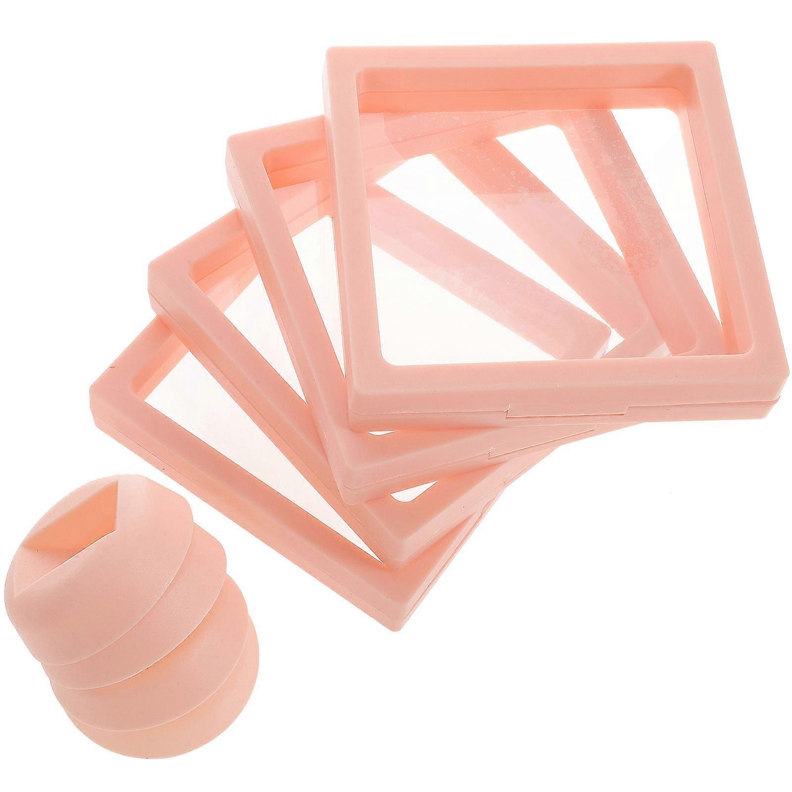 Pink Transparent Display Case for Mini Figures Storage Plastic Material Compact Size