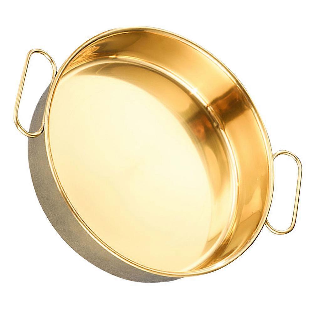 Metal Serving Plate Steamer For Grilling Fish Cooking Seafood With Handles In Golden Color Simple Design 1Pack