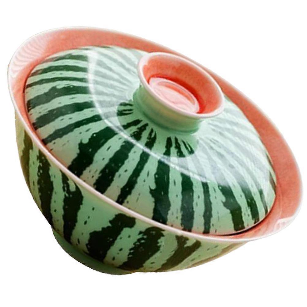 Unique Watermelon Shape Kung Fu Teacup For Home Use And Office Use Made From Ceramic In Green For Prevent Spillage 1Pack