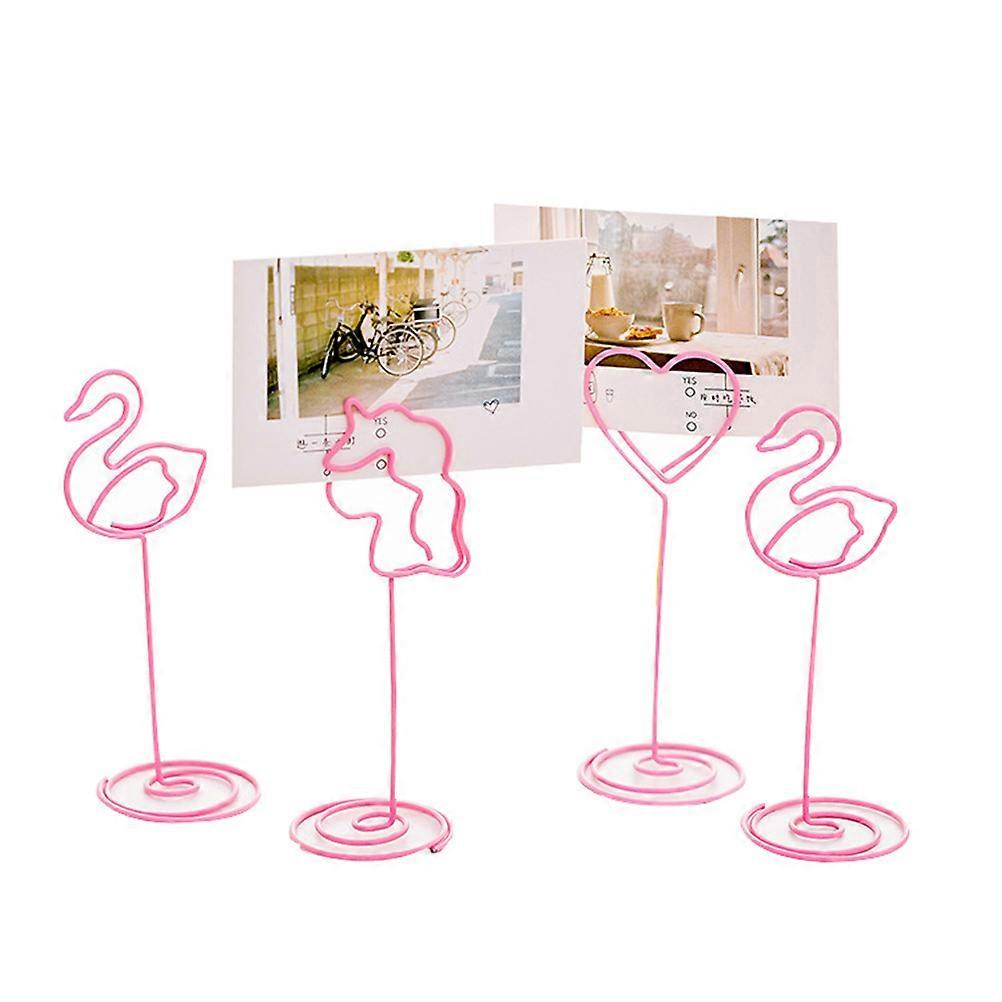 12Pcs Table Number Holders Photo Holder Stand Spiral Base Shape Pink For Wedding Favors