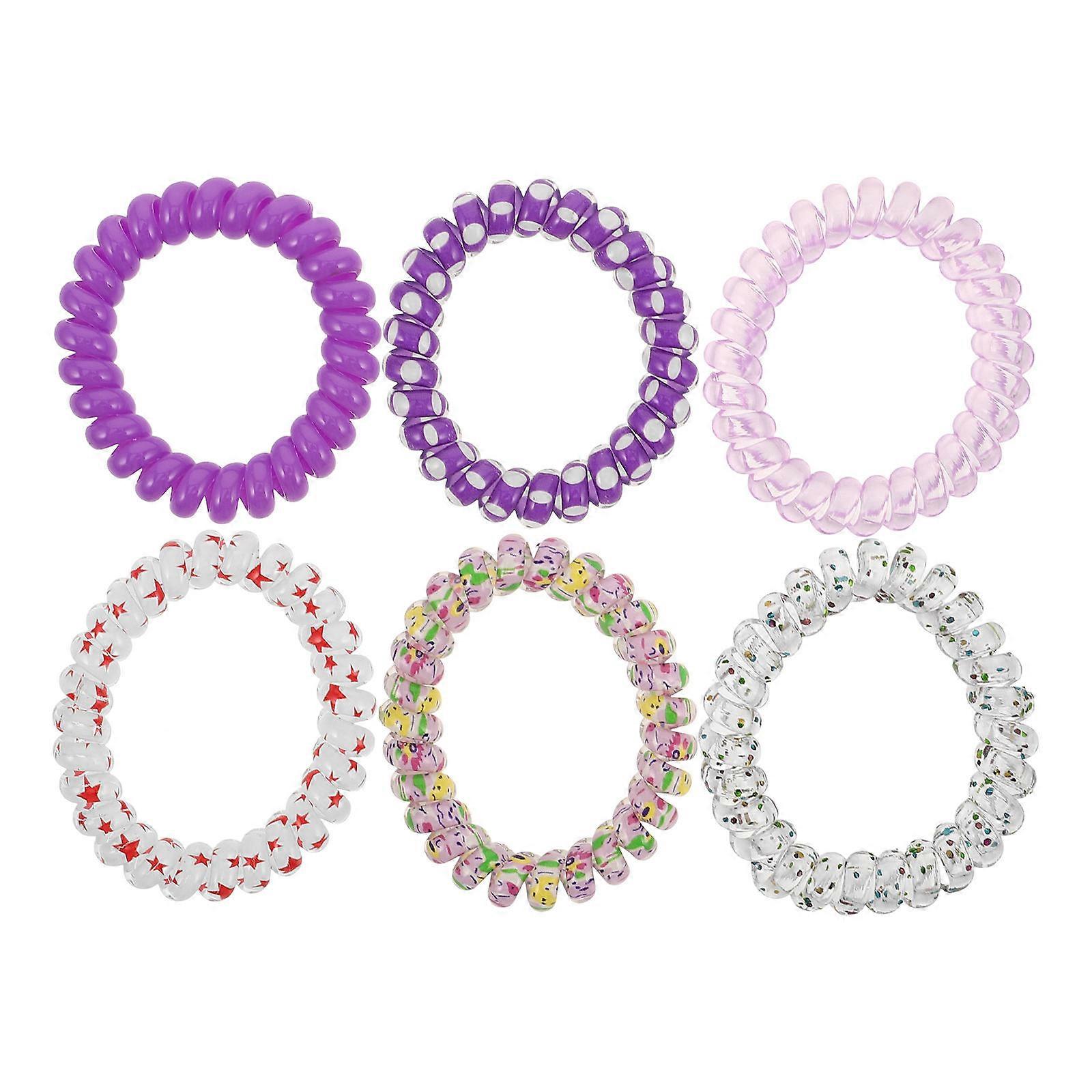 Ponytail Holders 6Pcs Spiral Hair Ties For Style Special Occasions With Elastic Features In Purple