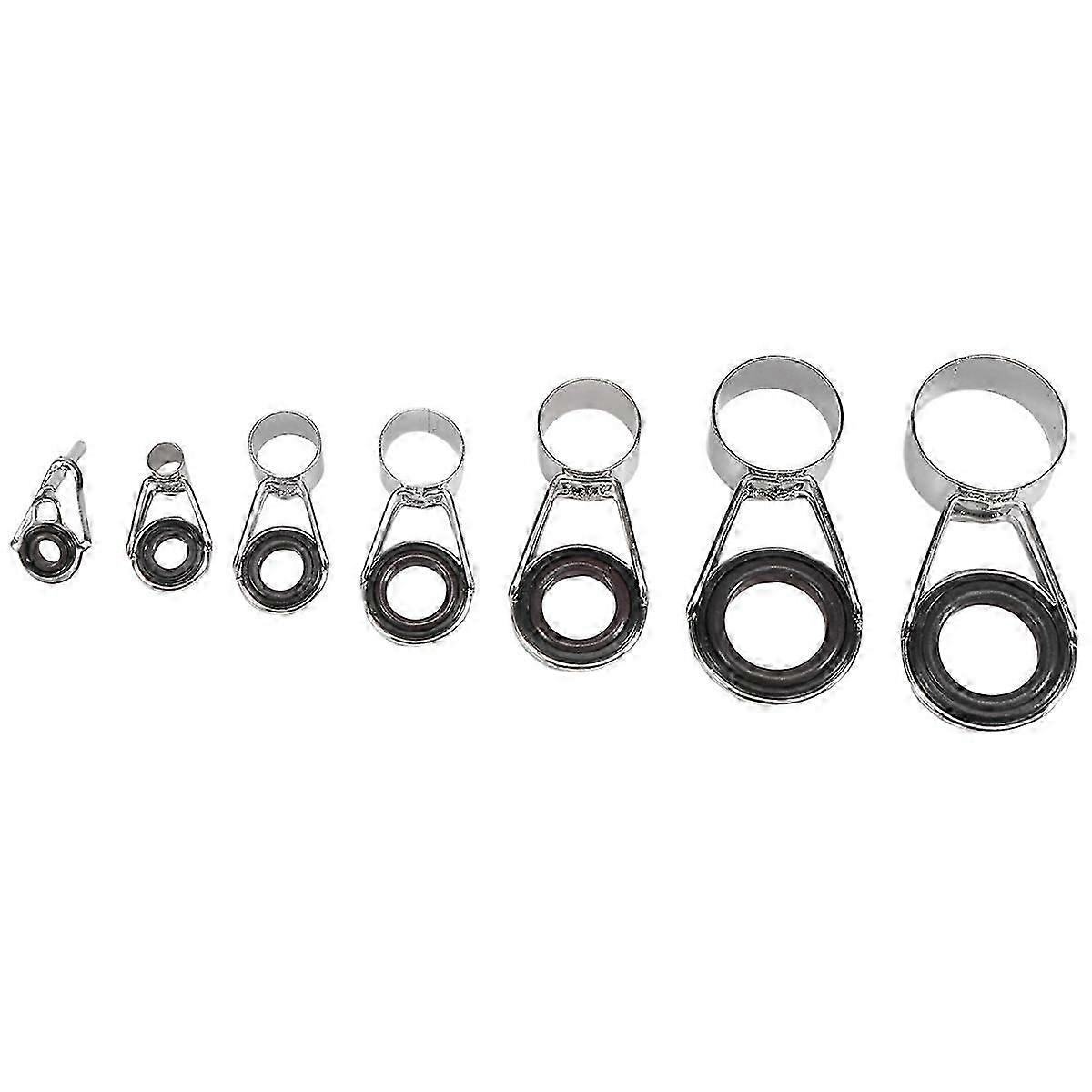 7Pcs Fishing Rod Guides Tip 7 Sizes Telescopic Tip Repair Kit Line Rings Eyes Set