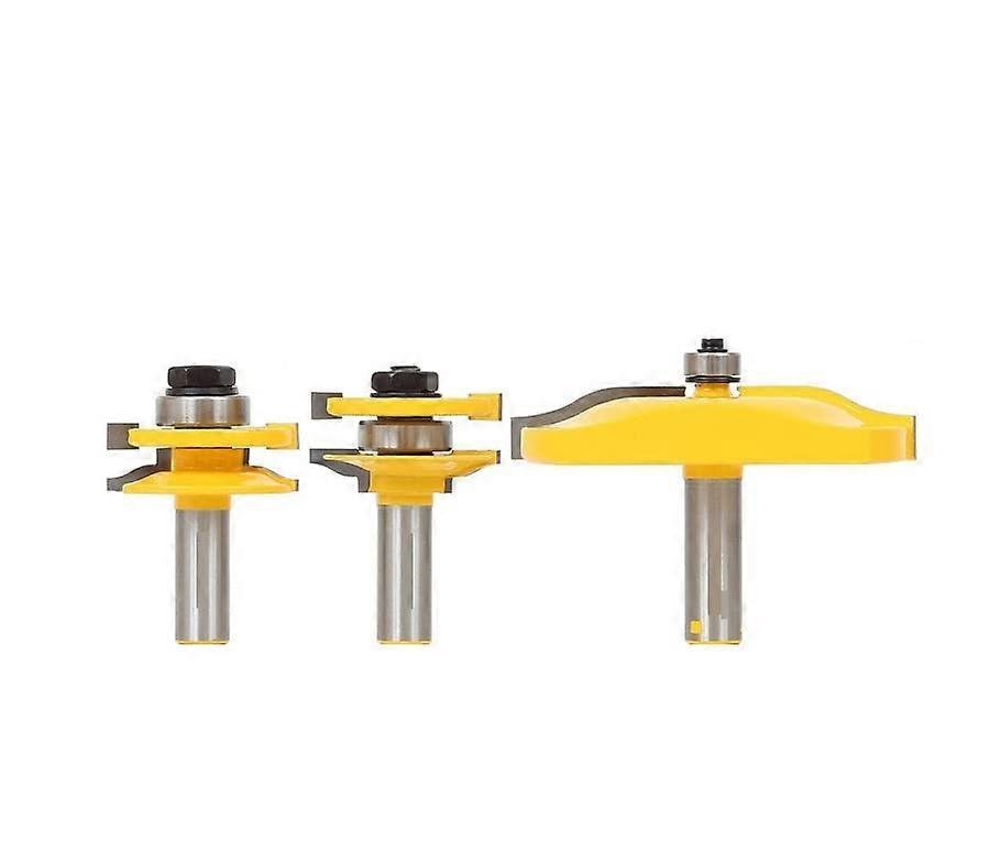 Shank Router Bit 3-Piece Set, 1/2-Inch Shank (12.7 mm), Wood Carving For Door Paneling, Cabinet Tenon