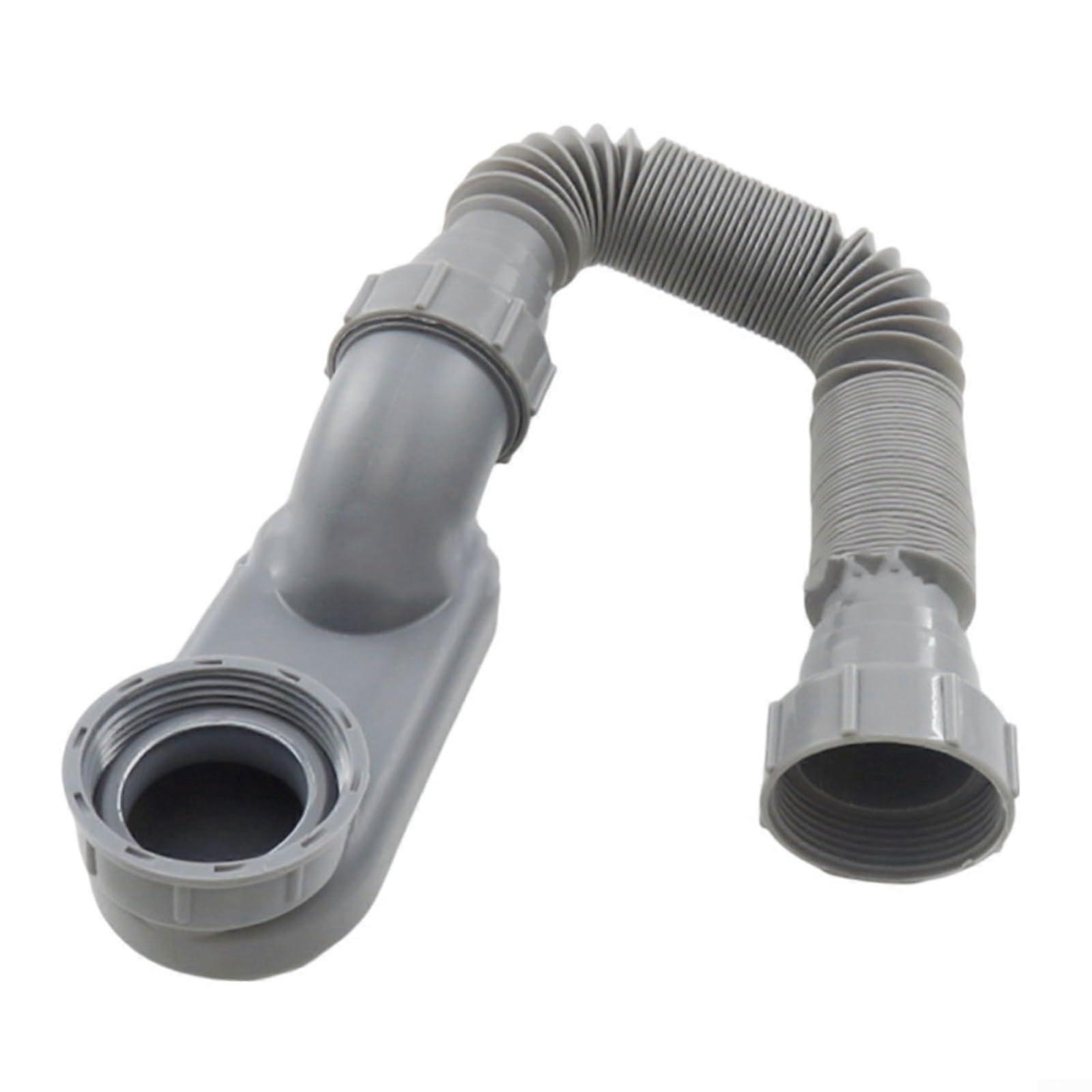 Flexible Siphon Bathtub Drain Pipe Telescopic Shower Room Drain Accessories, Adjustable Size, Durable PVC Material