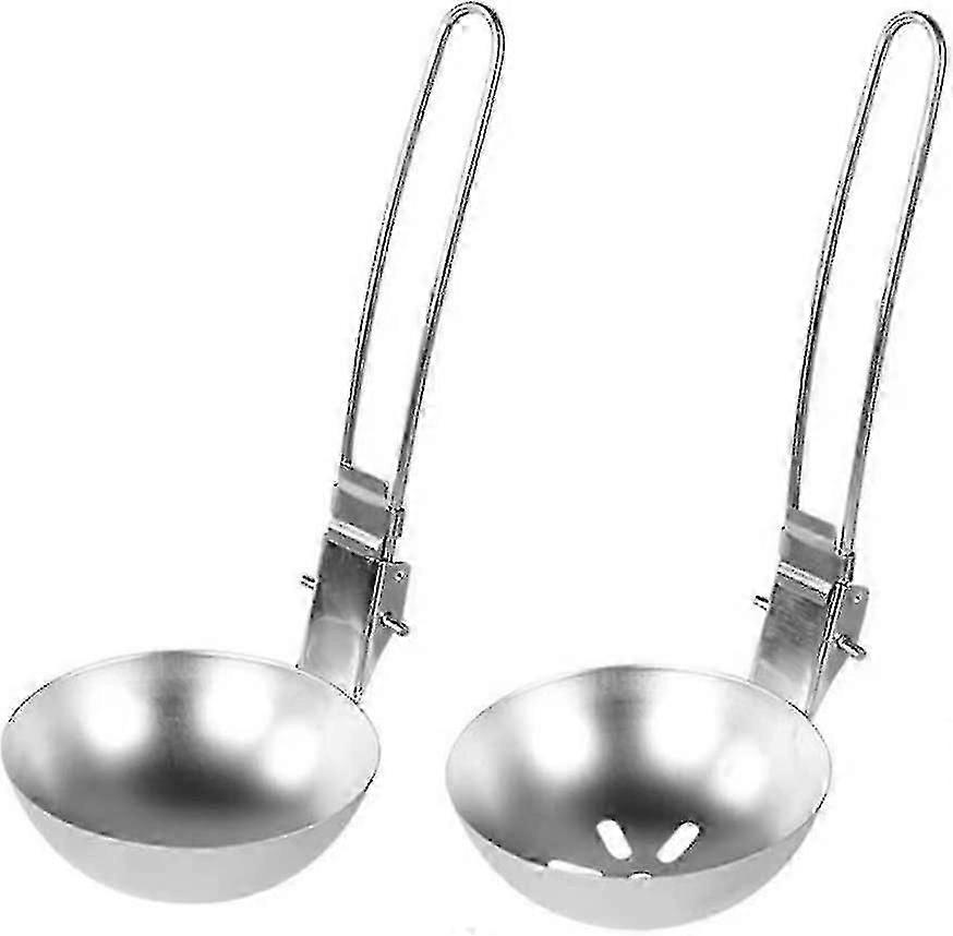 Compact Folding Spoon Set - Stainless Steel Picnic & Camping Essential (2-Piece)