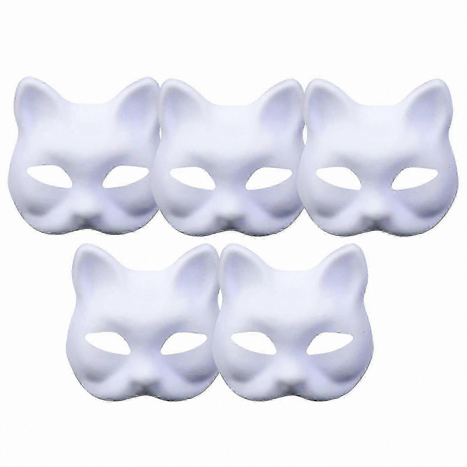Customizable White Paper Cat Mask for DIY Painting and Cosplay, Blank Design for Artistic Decoration