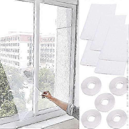 5 Pack Window Mosquito Nets - Window Net - 1.3m x 1.5m - with 5 Rolls of Adhesive Tapes (White)