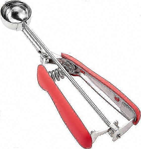 1pc Stainless Steel Ice Cream Scoop with Spring Loaded & Comfortable Grip for Cookie Dough (6cm Red)