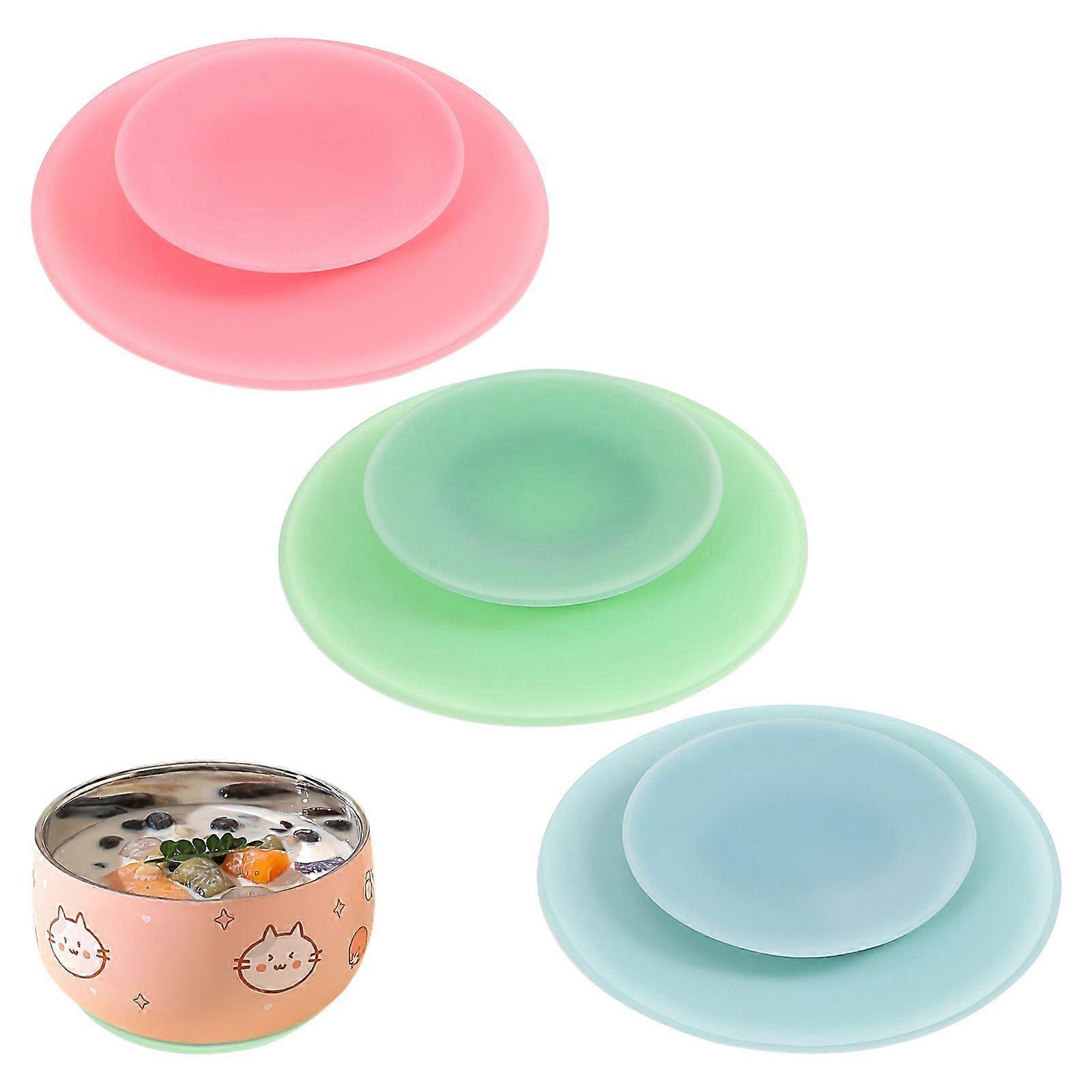 3Pcs Portable Double-Sided Plate Suckers Cutlery Suction Pads Elderly Plate Sucker Pads